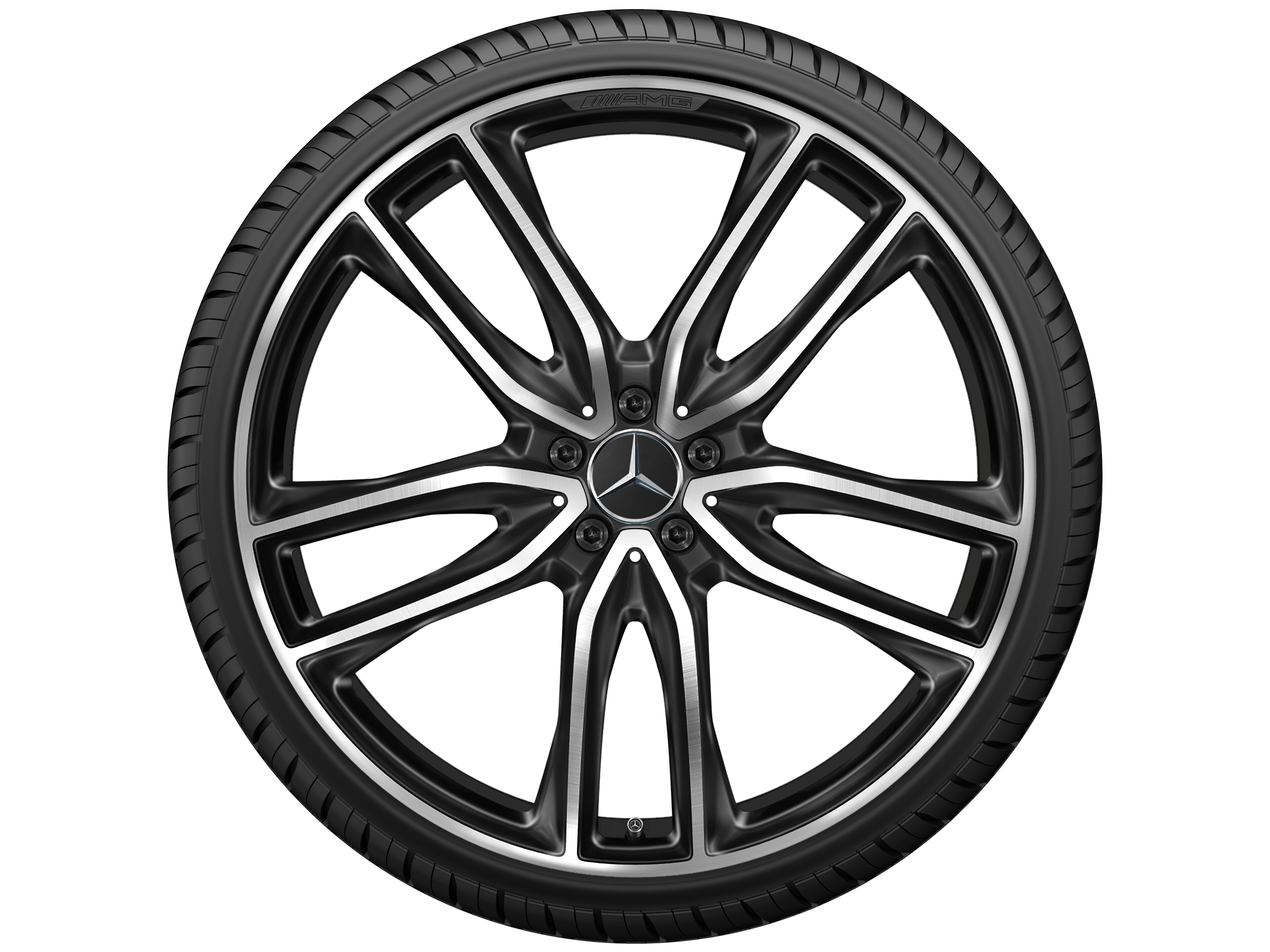 Llanta de 5 radios dobles AMG, 58,4 cm (23 pulgadas) - 11,5 J x 23 ET 47, negro, pulido a alto brillo