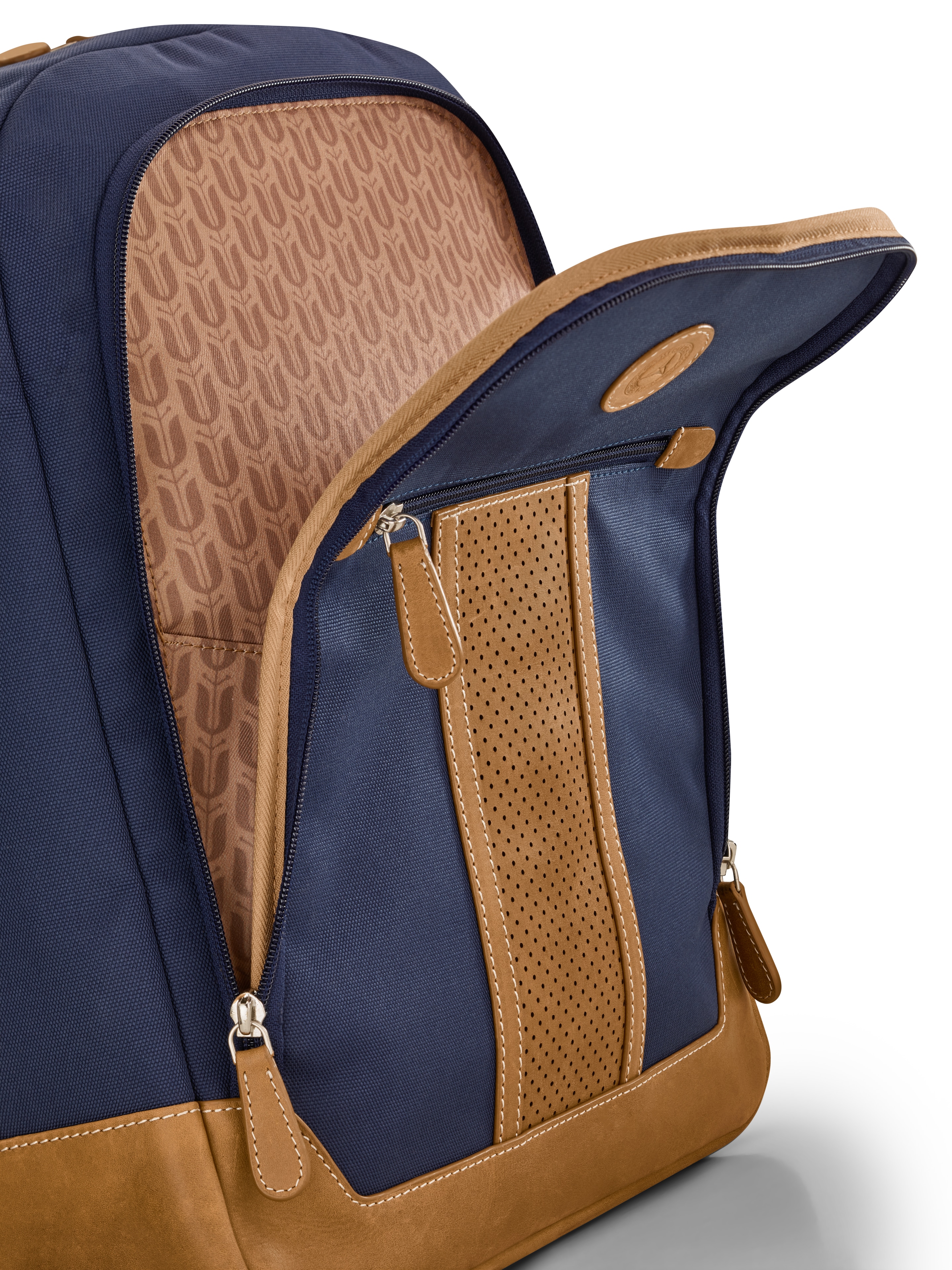 Mochila - azul / coñac, Poliéster (reciclado)