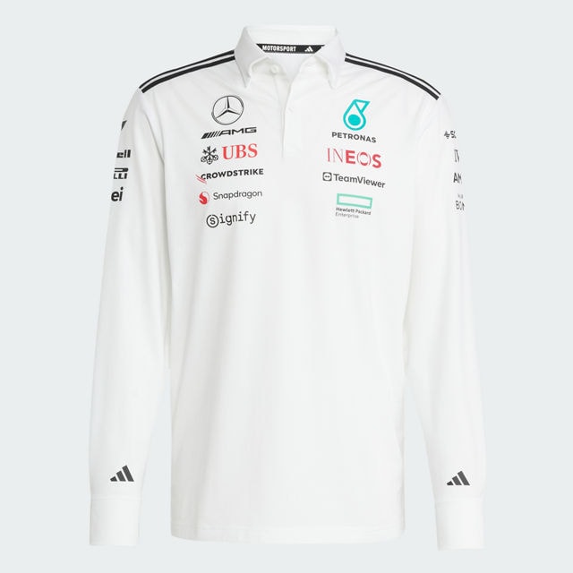 Polos de manga larga de caballero, Equipo, Mercedes-AMG F1 - blanco, M