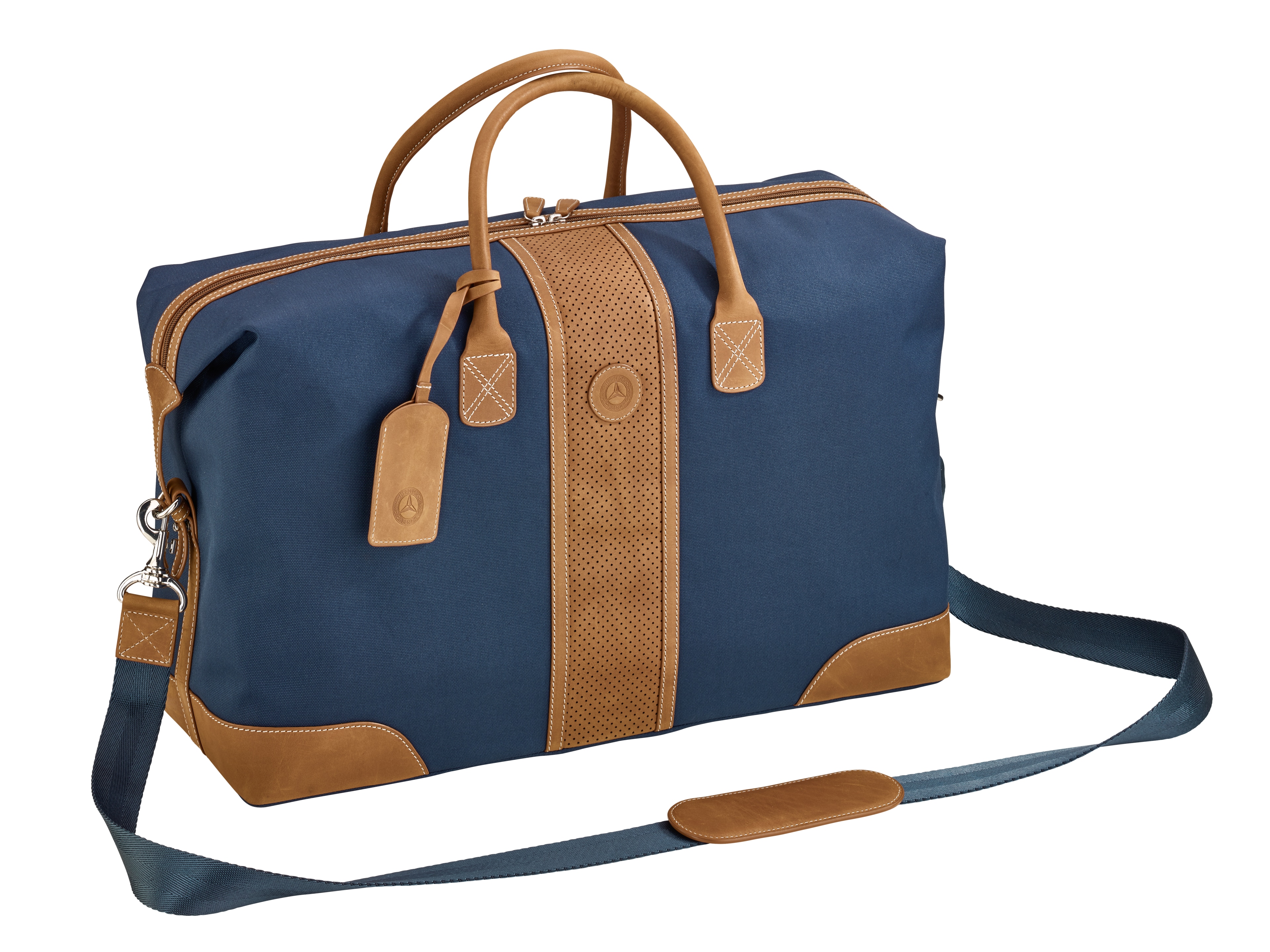 Bolsa de fin de semana - azul / coñac, Poliéster (reciclado)