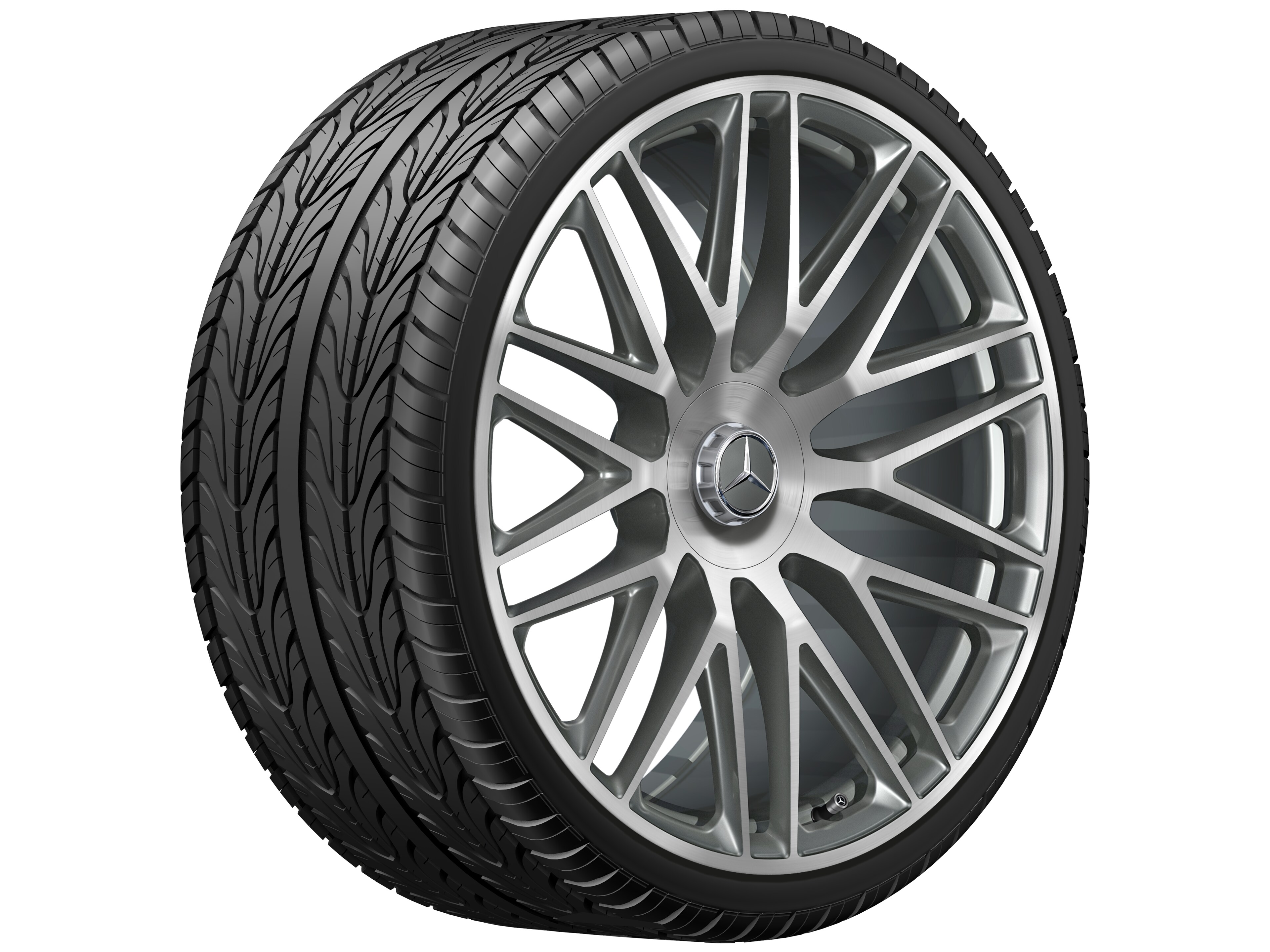 Llanta forjada AMG en diseño multirradio, 58,4 cm (23 pulgadas) - 11,5 J x 23 ET 47, gris titanio, pulido a alto brillo