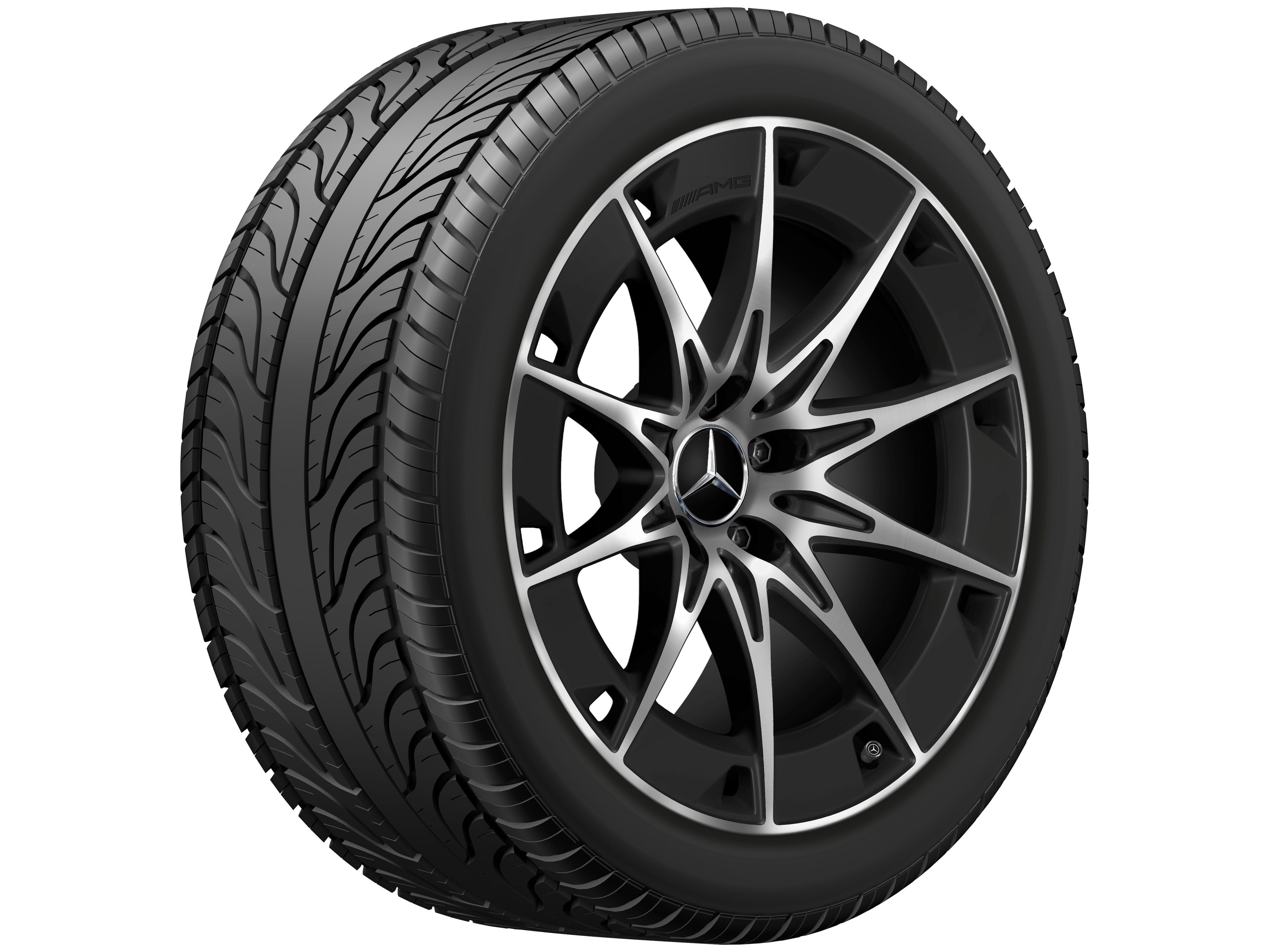 Llanta AMG de 10 radios, 48,3 cm (19 pulgadas) - 9,5 J x 19 ET 19, negro mate, pulido a alto brillo