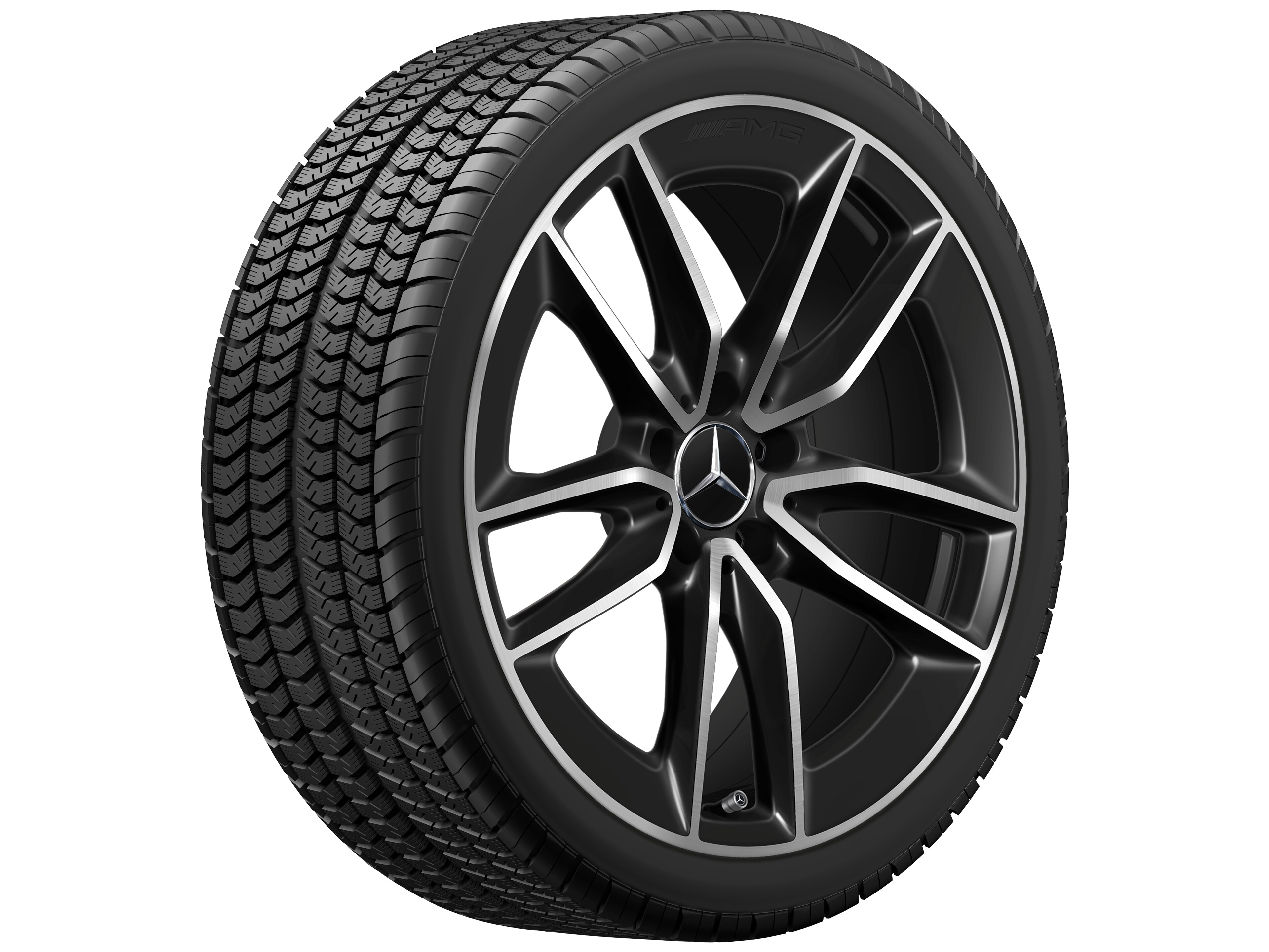Llanta de 5 radios dobles AMG, 48,3 cm (19 pulgadas) - 8,5 J x 19 ET 55,2, negro, pulido a alto brillo
