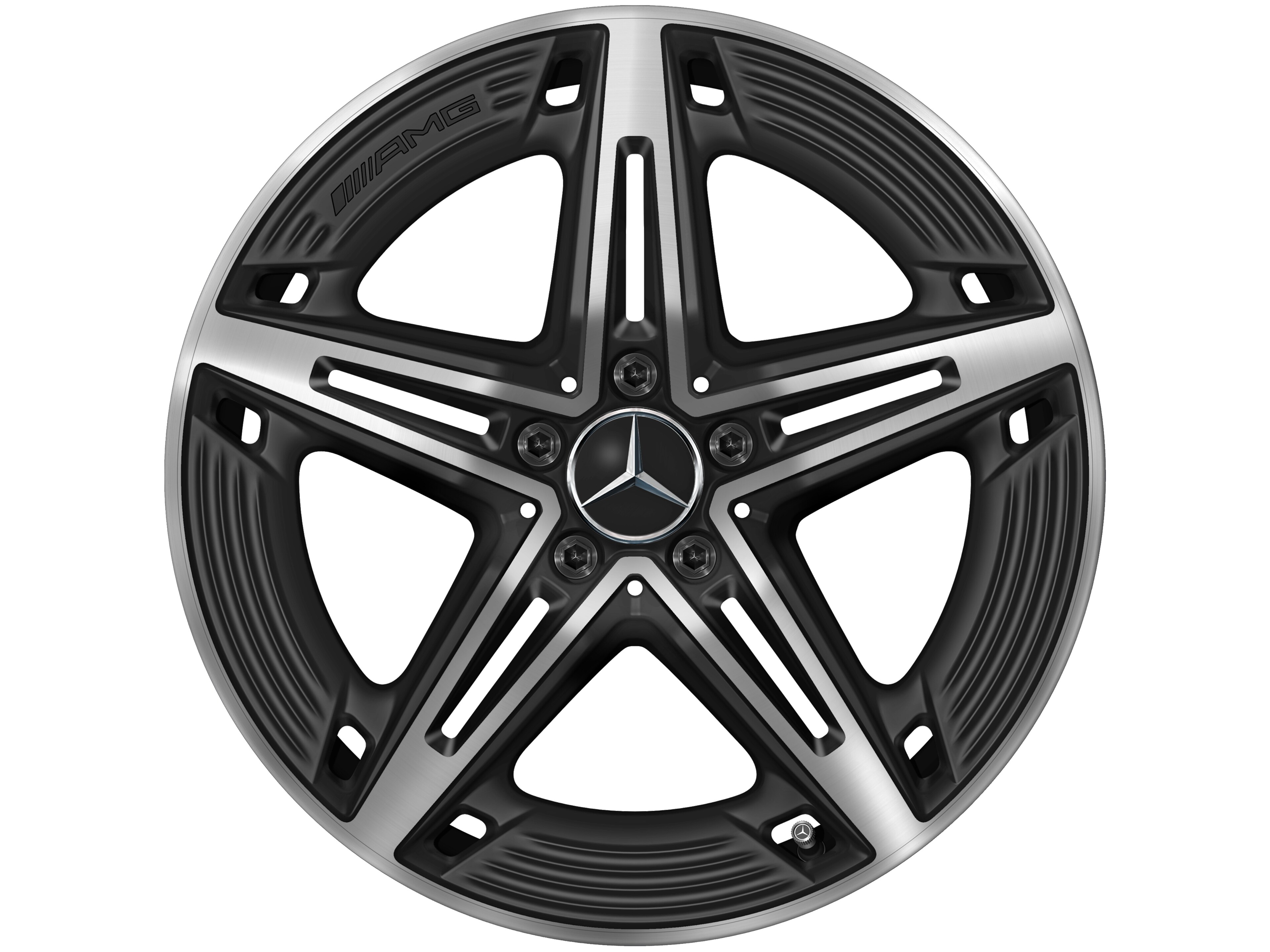 Llanta AMG de 5 radios, 48,3 cm (19 pulgadas) - 8,5 J x 19 ET 55,2, negro mate, pulido a alto brillo