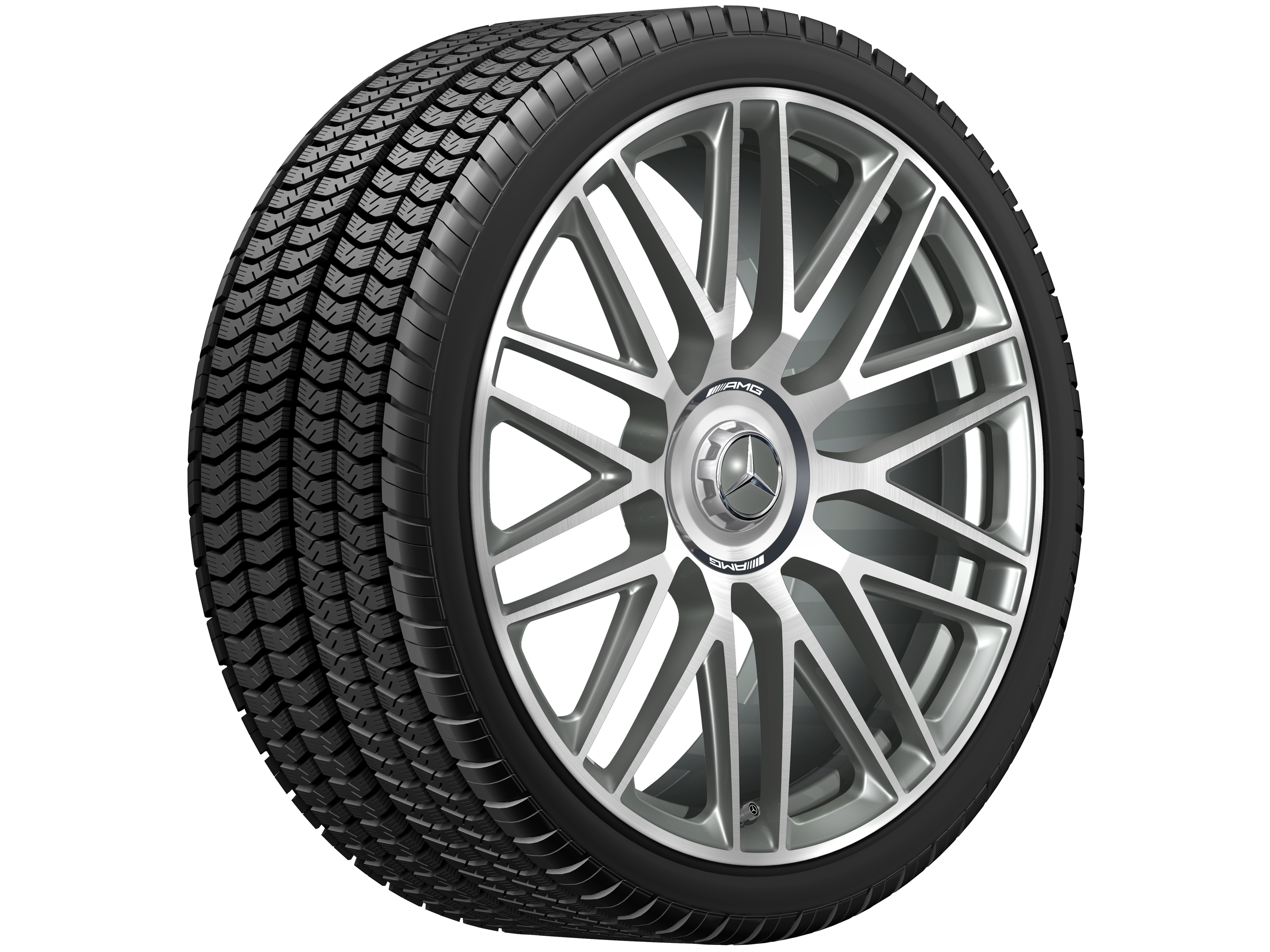 Llanta forjada AMG en diseño de 10 radios dobles, 53,3 cm (21 pulgadas) - 10,5 J x 21 ET 42, gris titanio, pulido a alto brillo