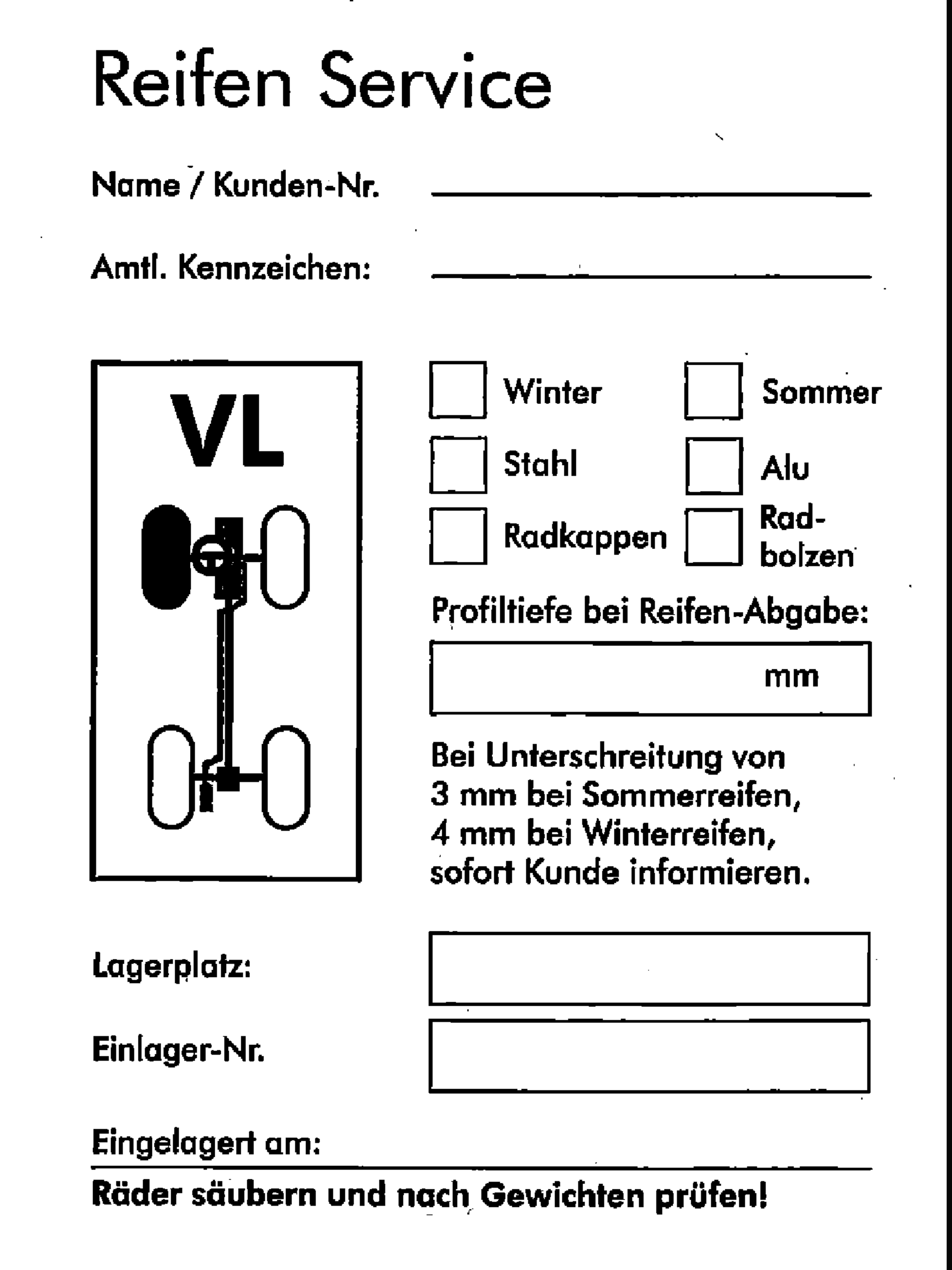 Etiquetas de identificación para neumáticos almacenados - Papel