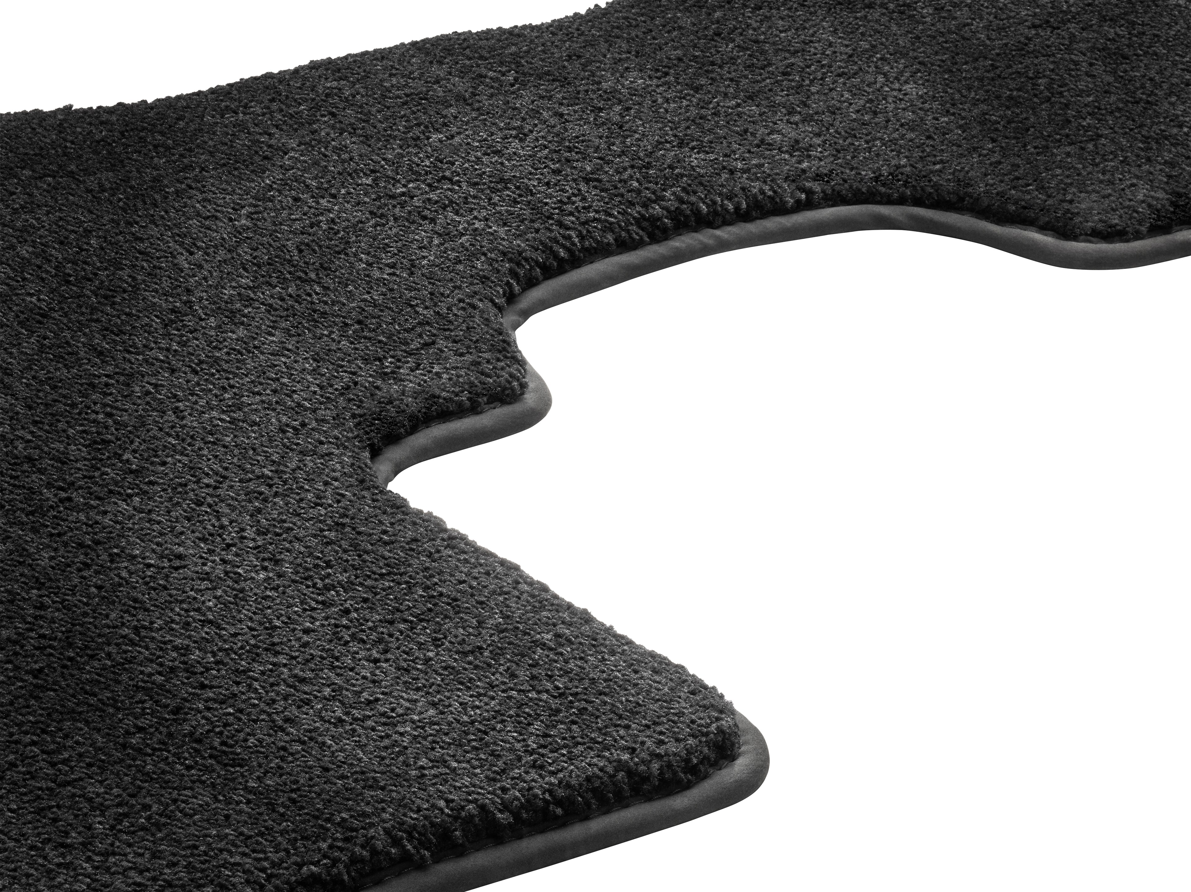 Alfombrillas EXCLUSIV, Parte trasera, 1 pieza - Dirección a la izquierda/derecha, negro, Ribete negro