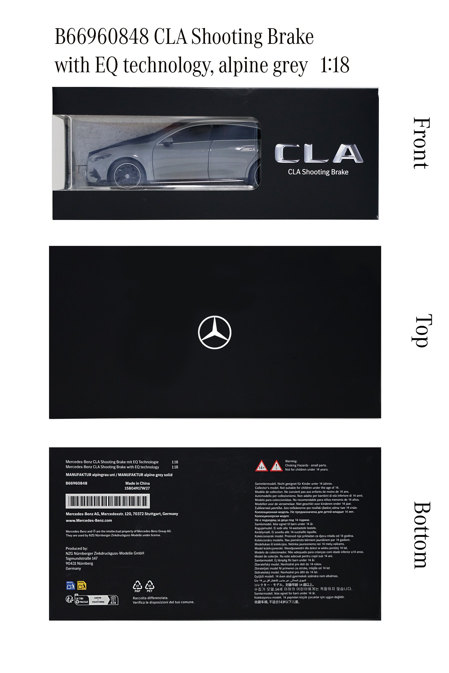 CLA, Shooting Brake, X174 - MANUFAKTUR gris alpino uni, NZG, 1:18