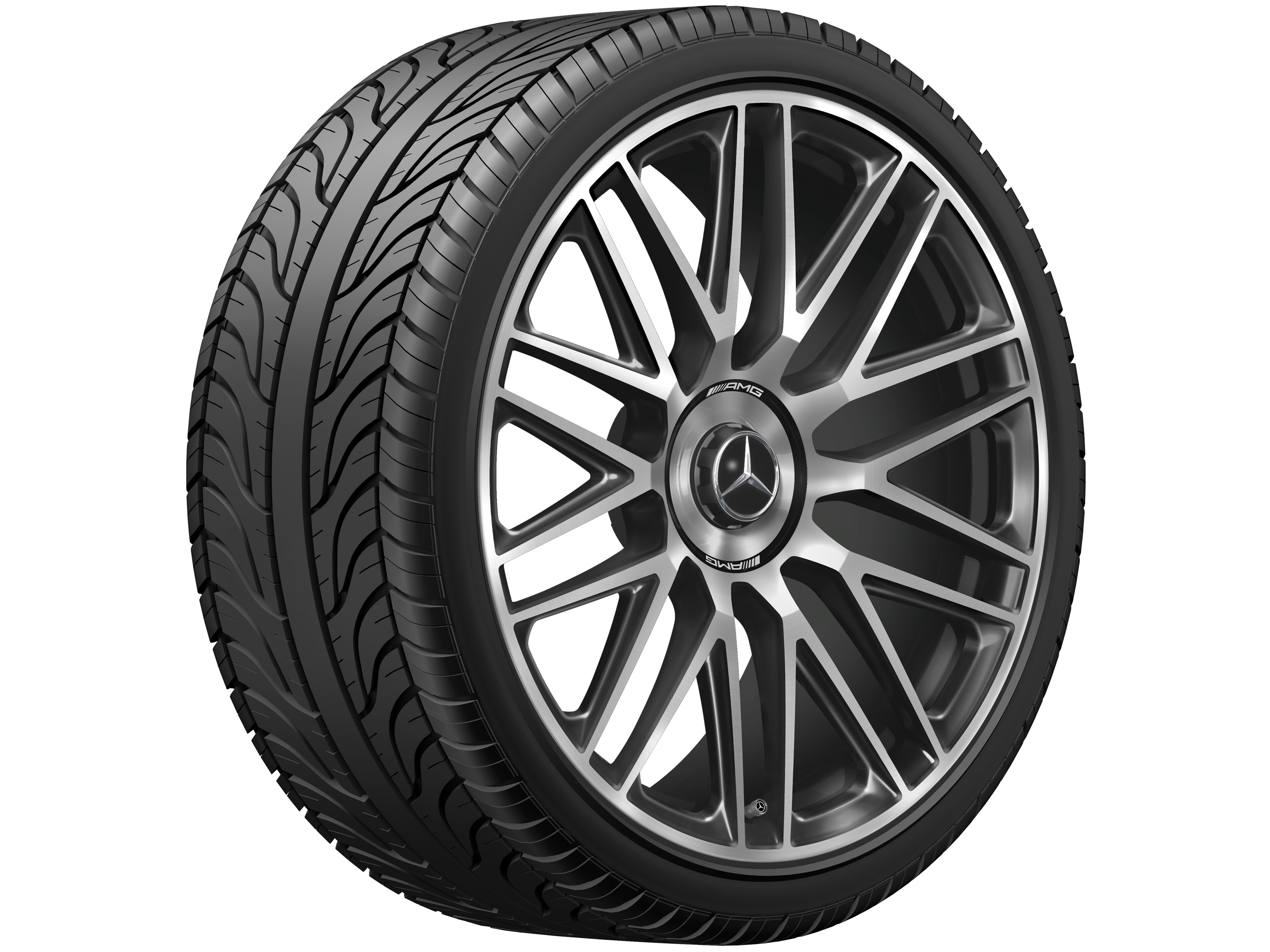 Llanta forjada AMG en diseño de 10 radios, 53,3 cm (21 pulgadas) - 9,5 J x 21 ET 33, negro / dark platin gloss