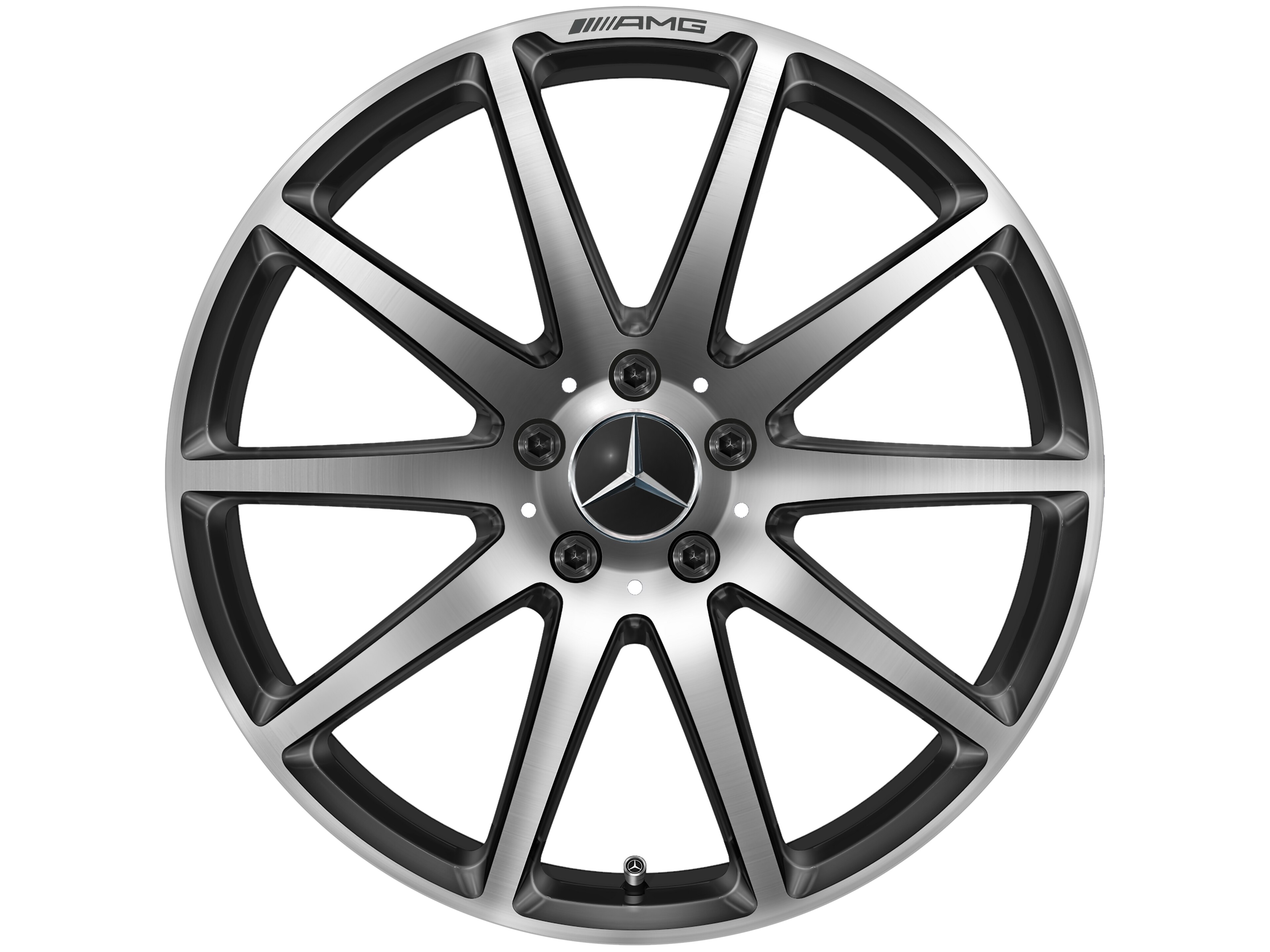 Llanta forjada AMG en diseño de 10 radios, 48,3 cm (19 pulgadas) - 9 J x 19 ET 27, negro, pulido