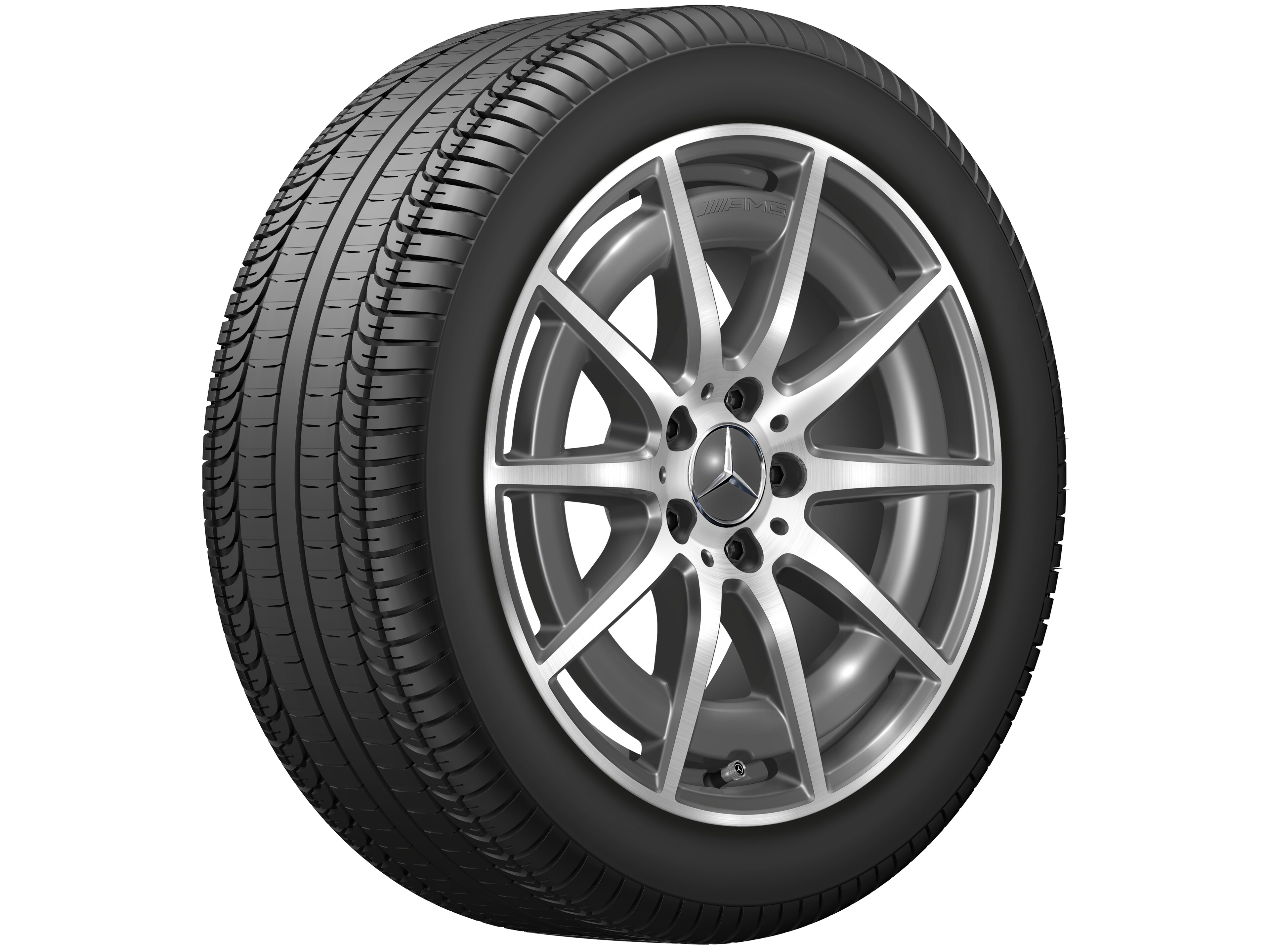 Llanta AMG de 10 radios, 45,7 cm (18 pulgadas) - 8 J x 18 ET 43,1, gris tántalo, pulido a alto brillo