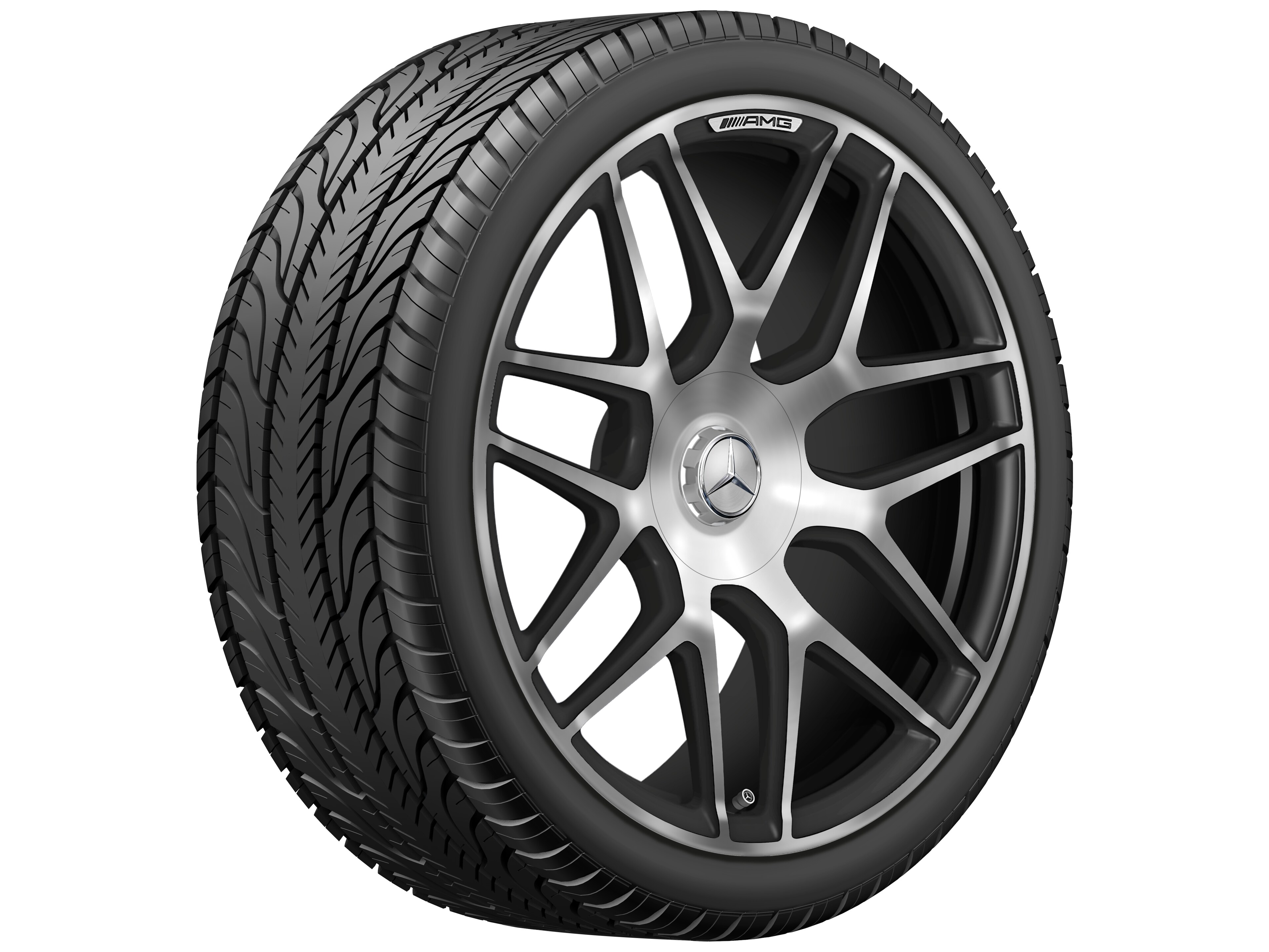 Llanta forjada AMG en diseño de radios cruzados, 55,9 cm (22 pulgadas) - 10 J x 22 ET 36, negro mate, pulido a alto brillo