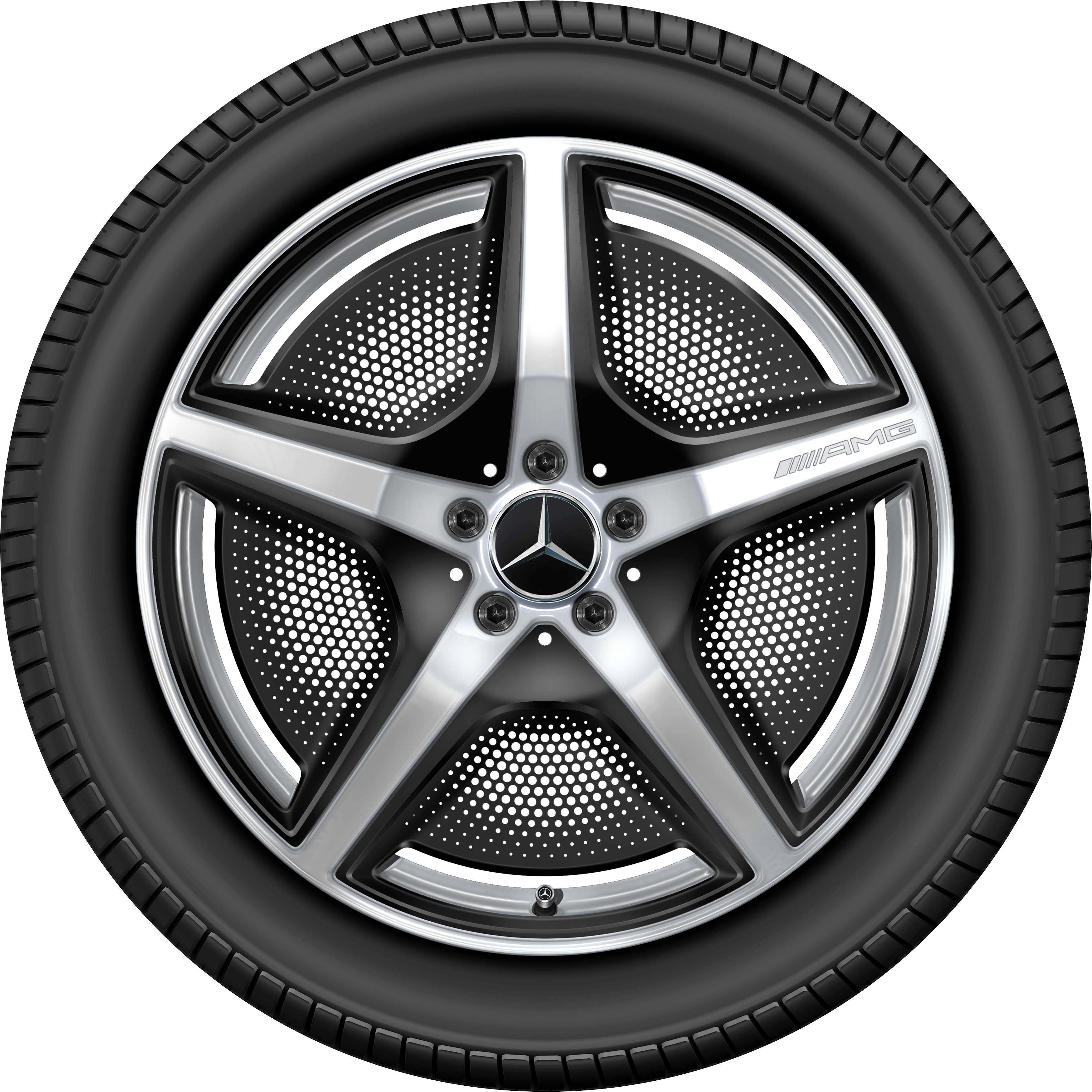 Llanta AMG de 5 radios, 50,8 cm (20 pulgadas) - 10 J x 20 ET 66, plata vanadio, de alto brillo