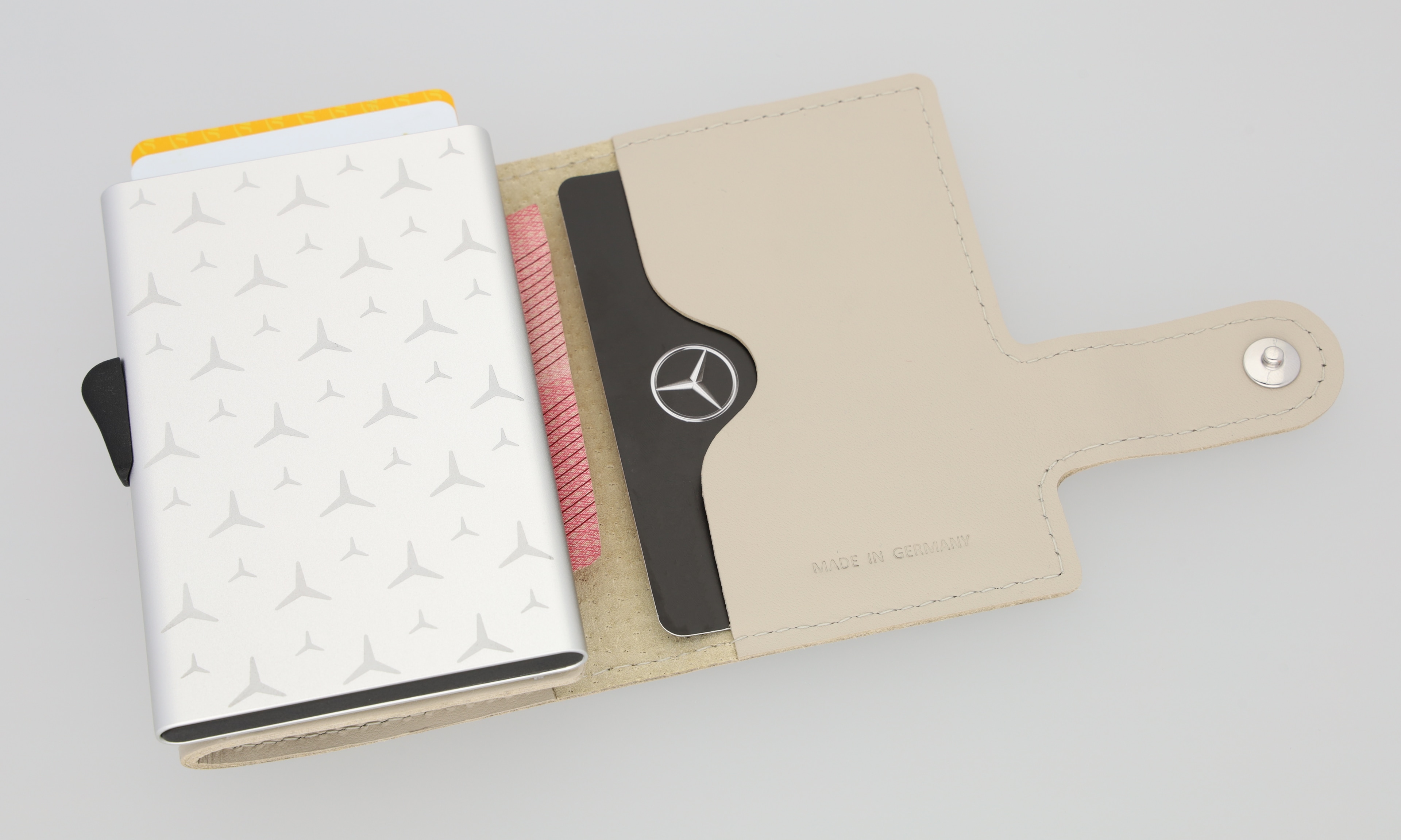 Mini-Geldbörse, Upcycling - macchiatobeige, Rindleder