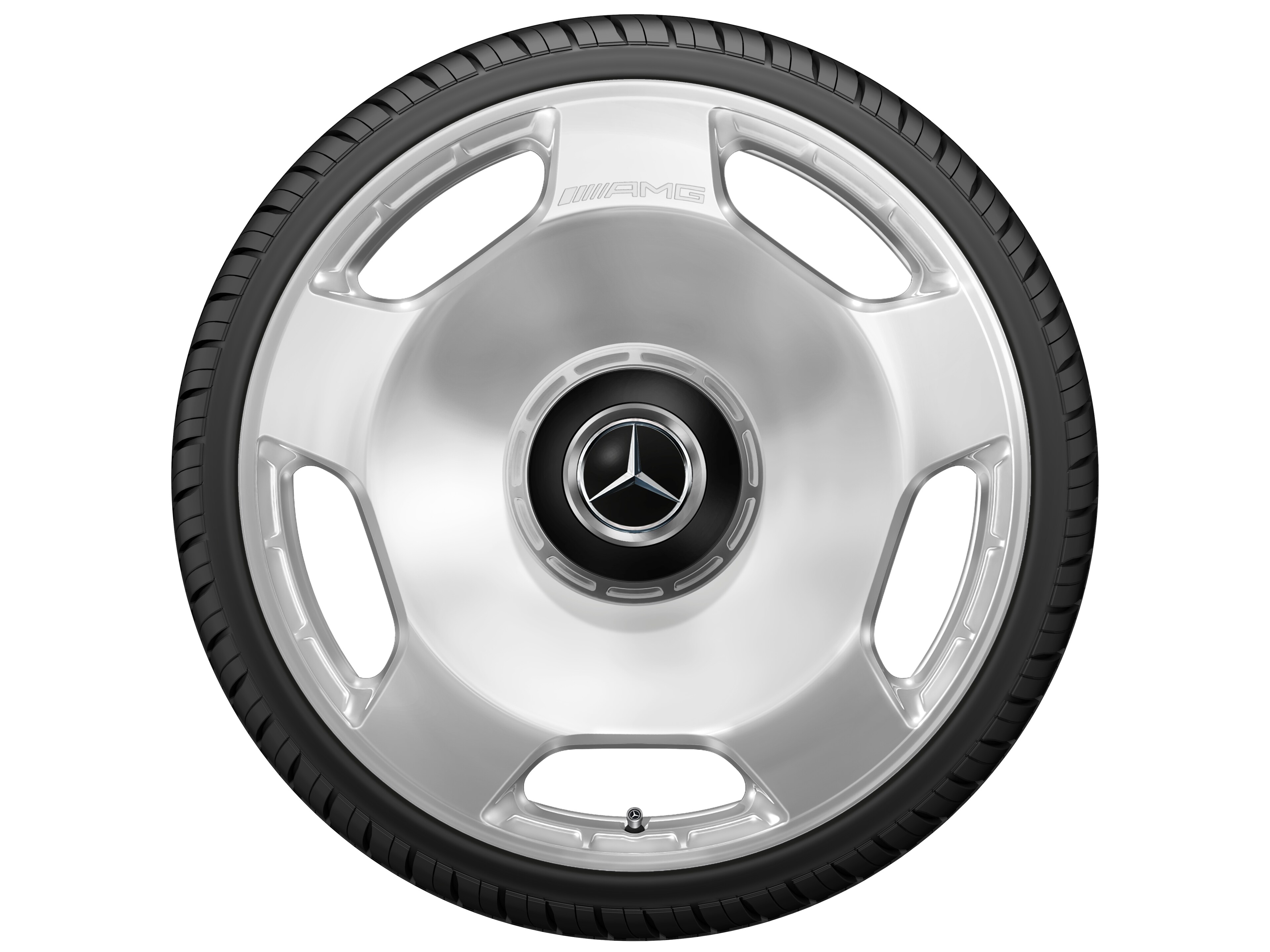 Llanta forjada AMG en diseño de 5 orificios, 58,4 cm (23 pulgadas) - 11,5 J x 23 ET 47, plata, pulido a alto brillo