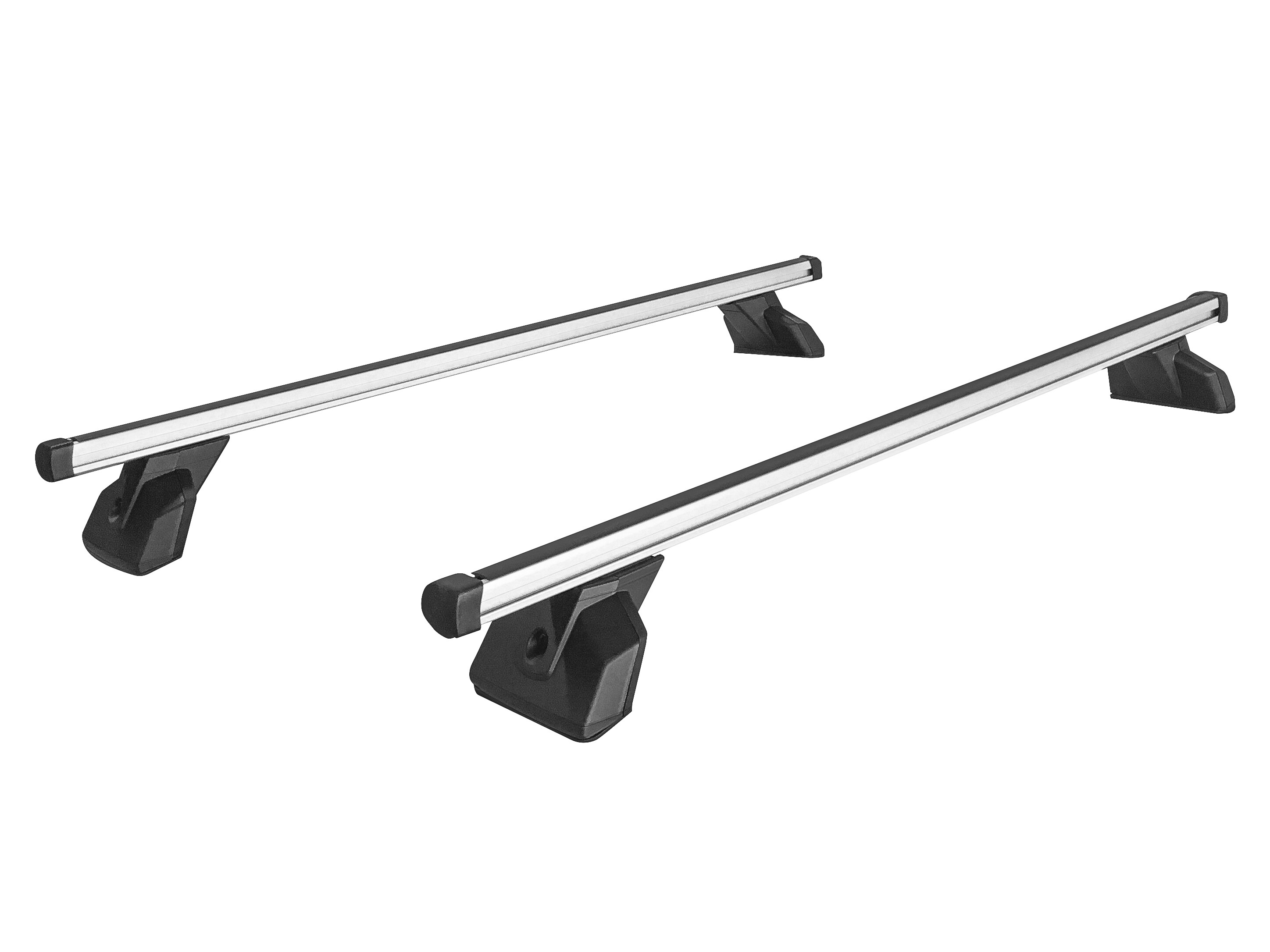 Soporte básico para el techo, dos puentes transversales - Aluminio, plata