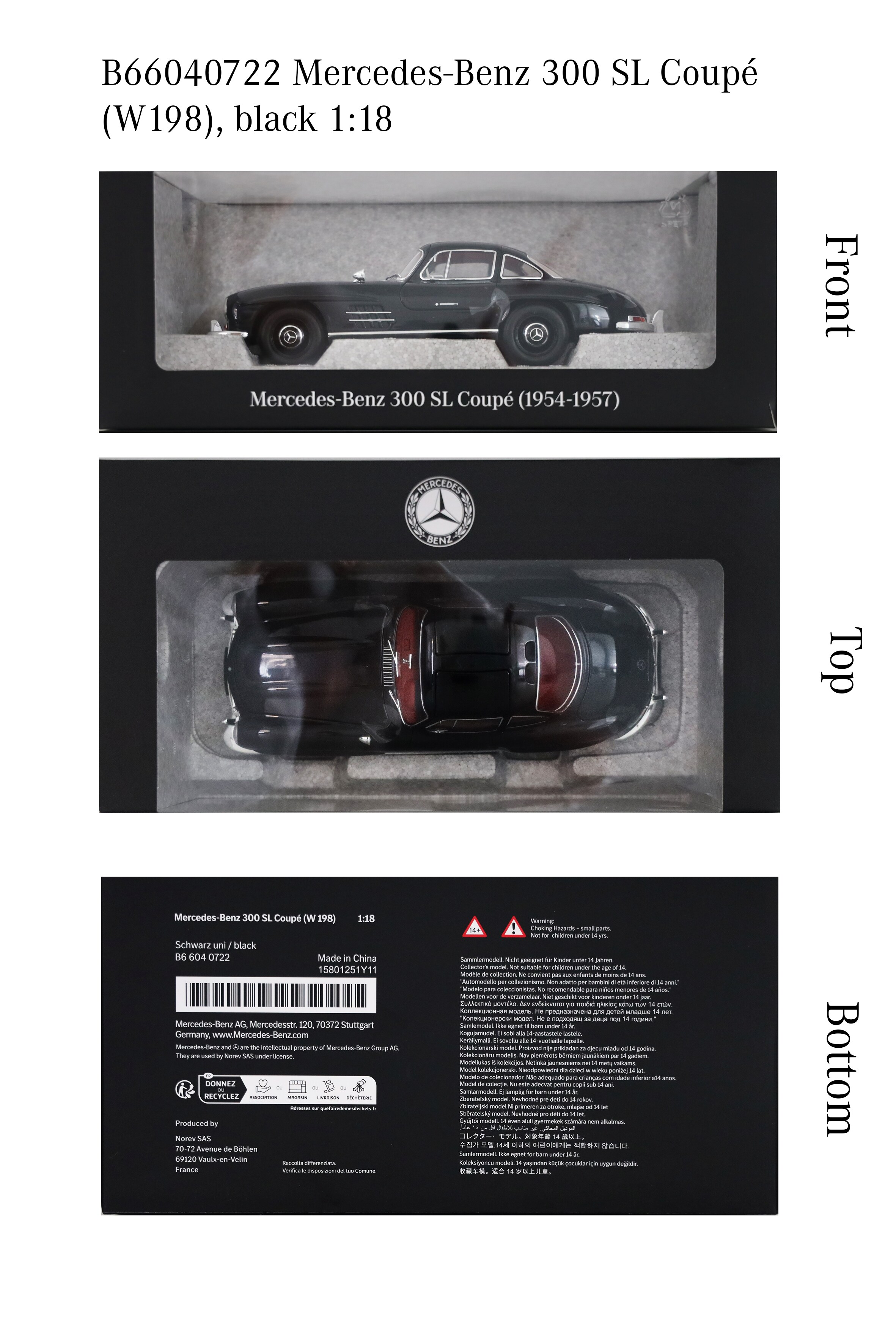 300 SL coupé (1954-1963) W 198 - negro, Norev, 1:18