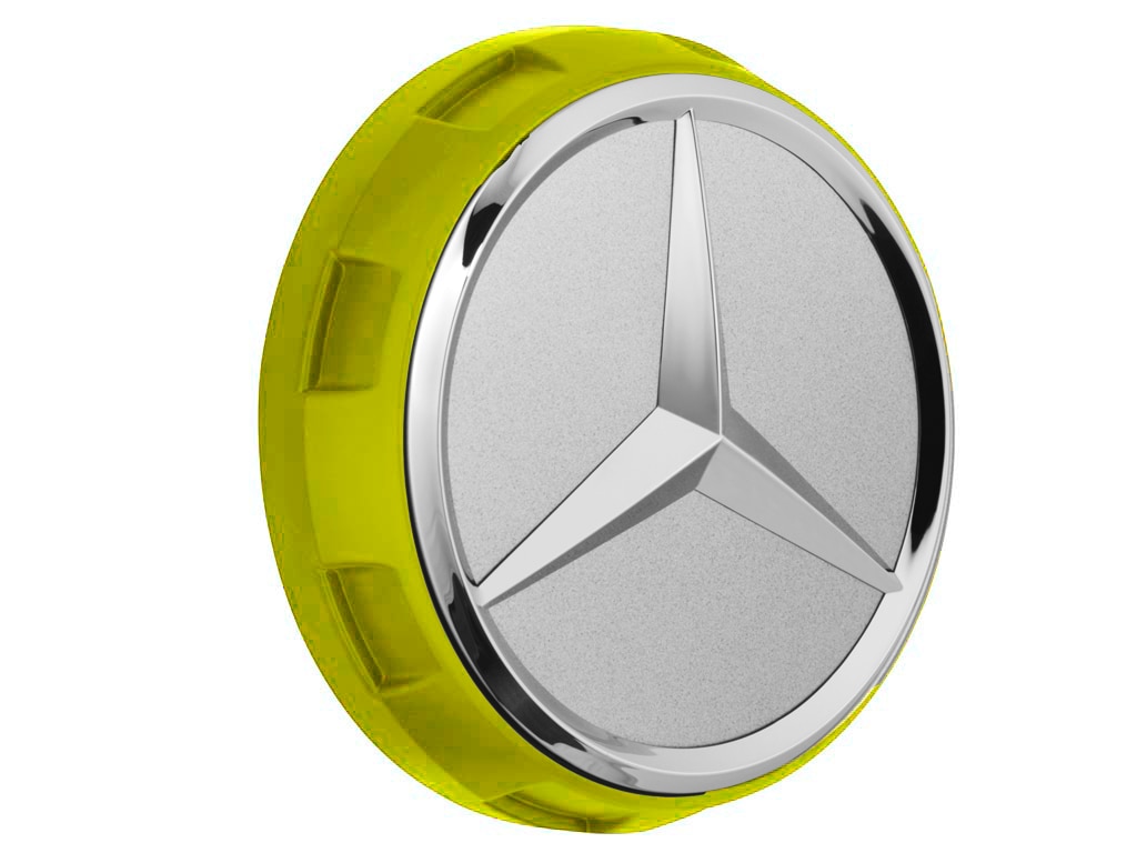 Tapacubos AMG, en diseño de tuerca central de rueda, Para un orificio de centrado con un diámetro de 71,8 mm - amarillo