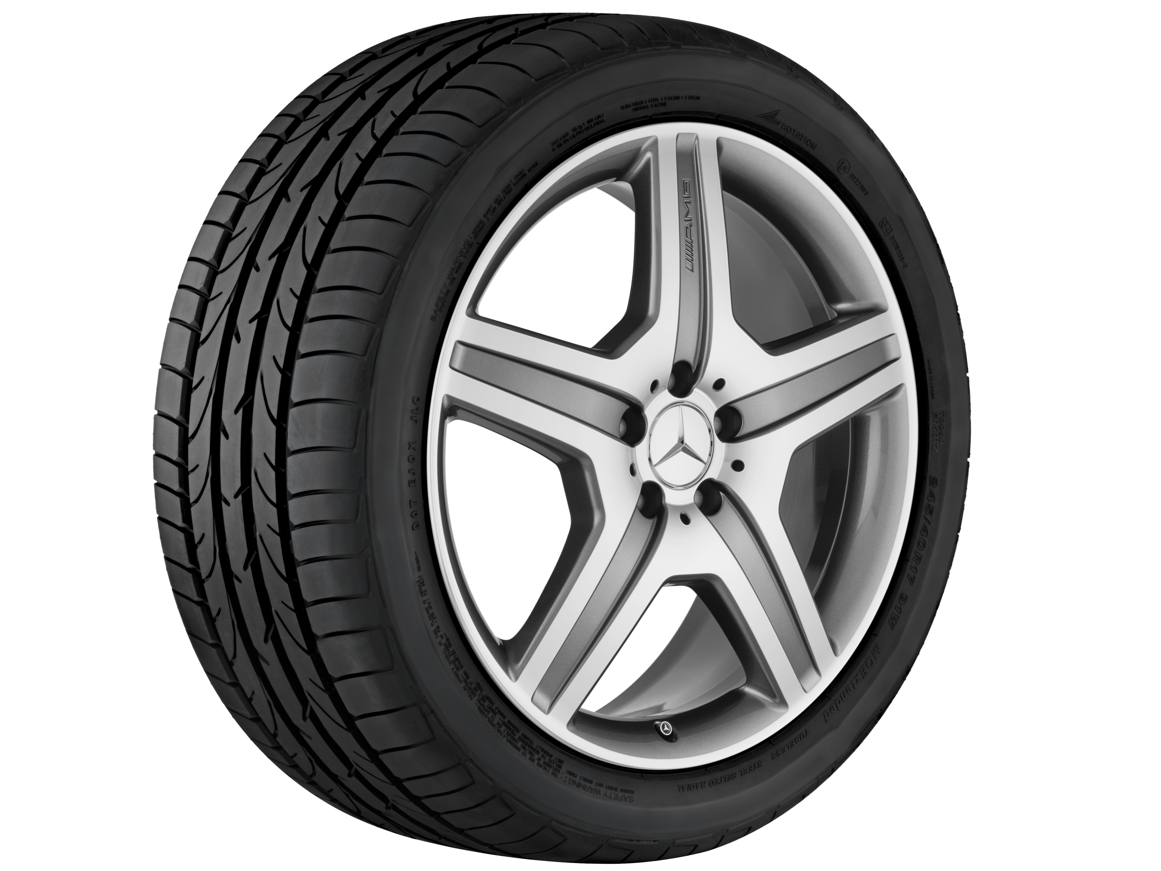 Llanta AMG de 5 radios, 50,8 cm (20 pulgadas) - 8,5 J x 20 ET 52, gris titanio, pulido a alto brillo