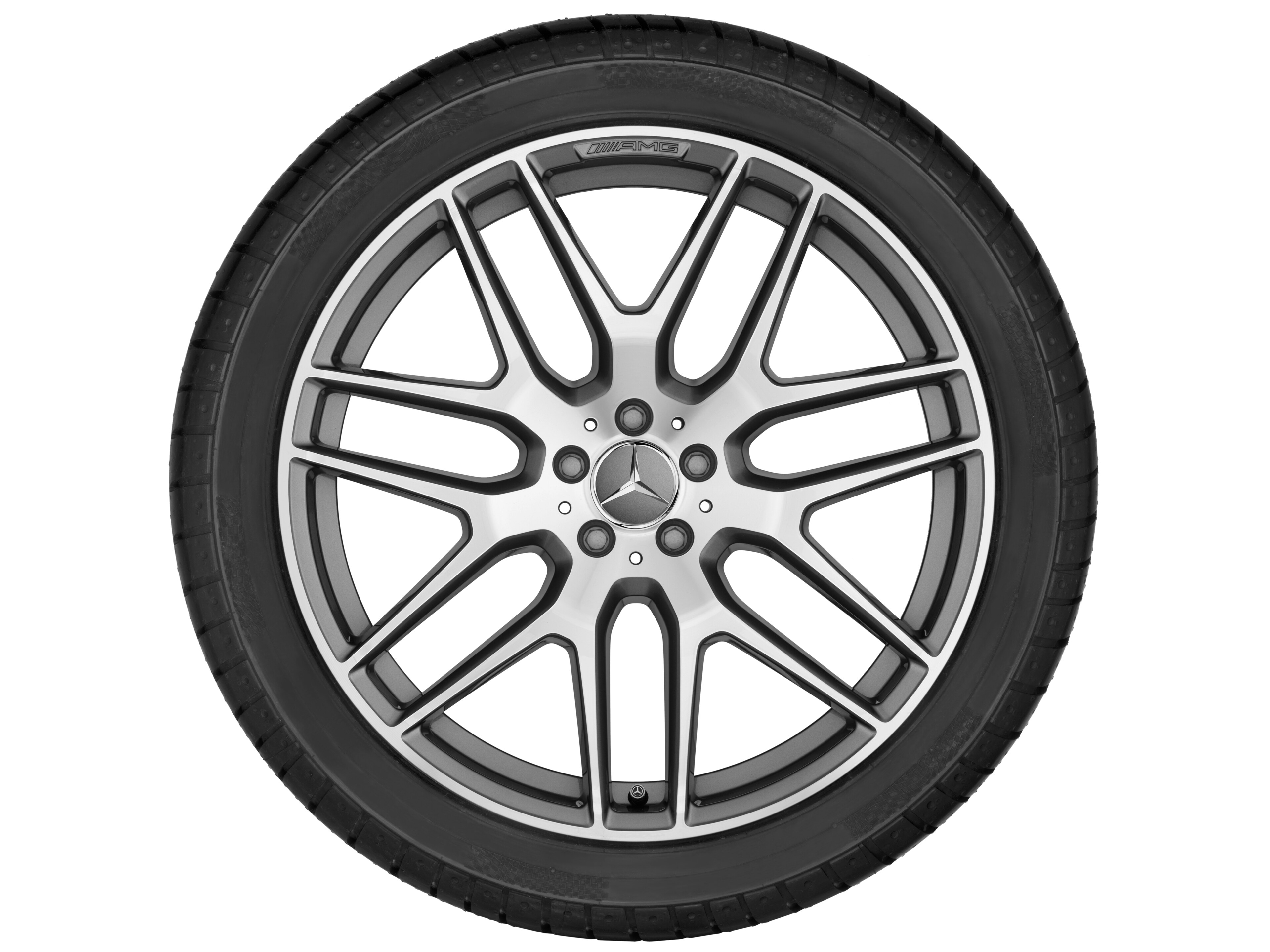 Llanta de aleación AMG, en diseño de radios cruzados, 55,9 cm (22 pulgadas) - 10 J x 22 ET 56, gris titanio, pulido a alto brillo