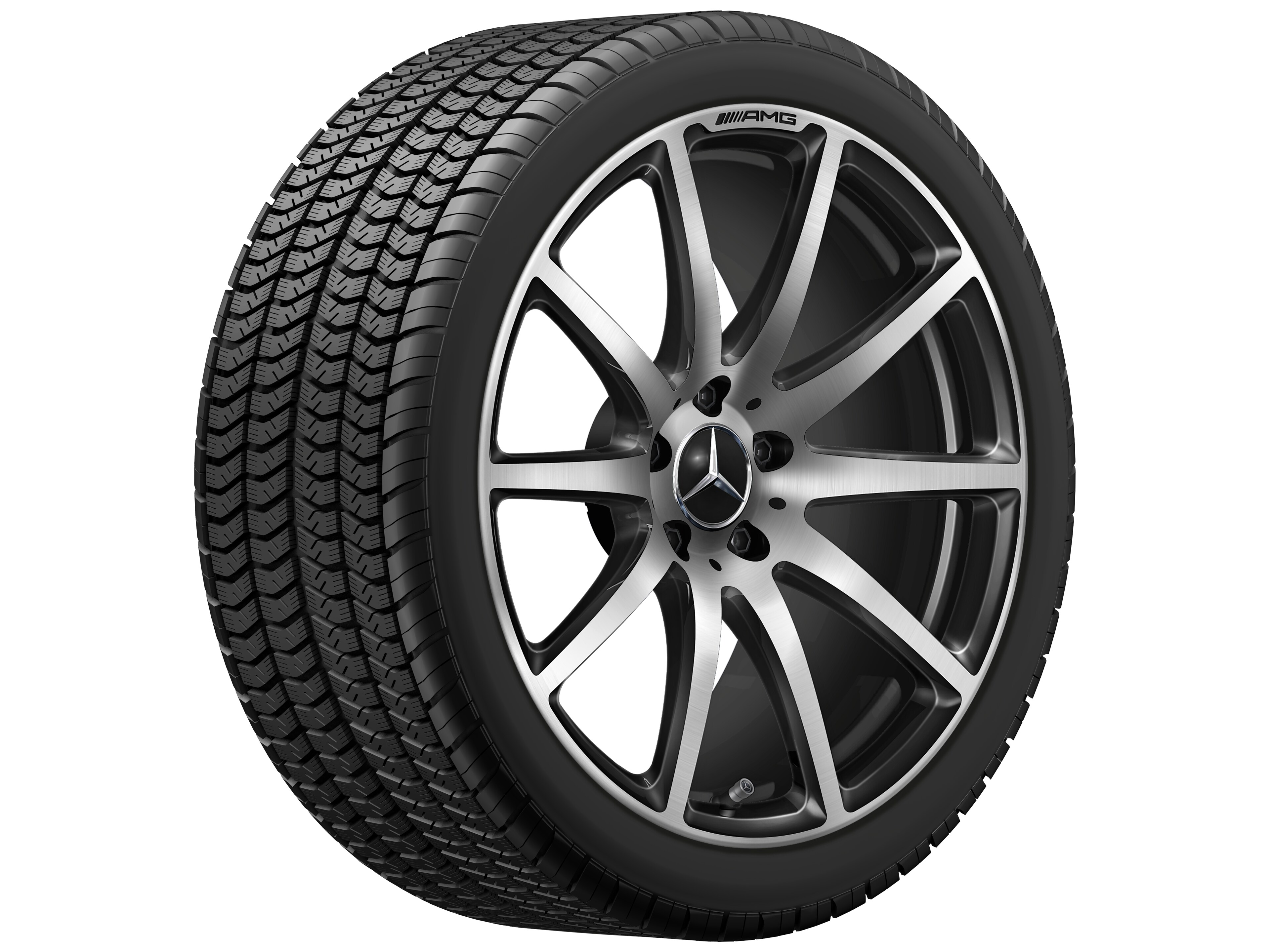 Llanta forjada AMG en diseño de 10 radios, 48,3 cm (19 pulgadas) - 9 J x 19 ET 27, negro, pulido
