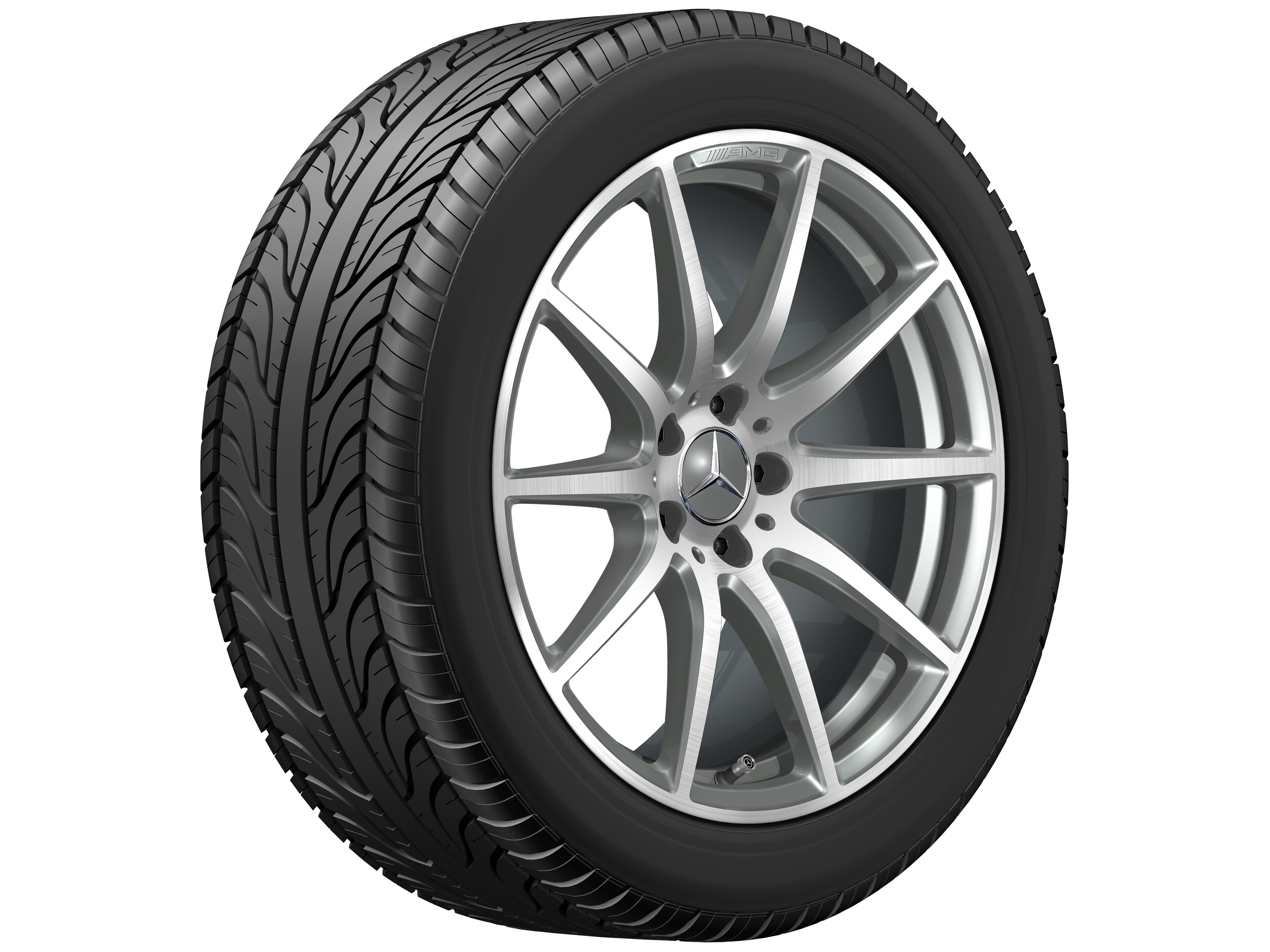 Llanta AMG de 10 radios, 48,3 cm (19 pulgadas) - 11 J x 19 ET 53, gris titanio, pulido a alto brillo
