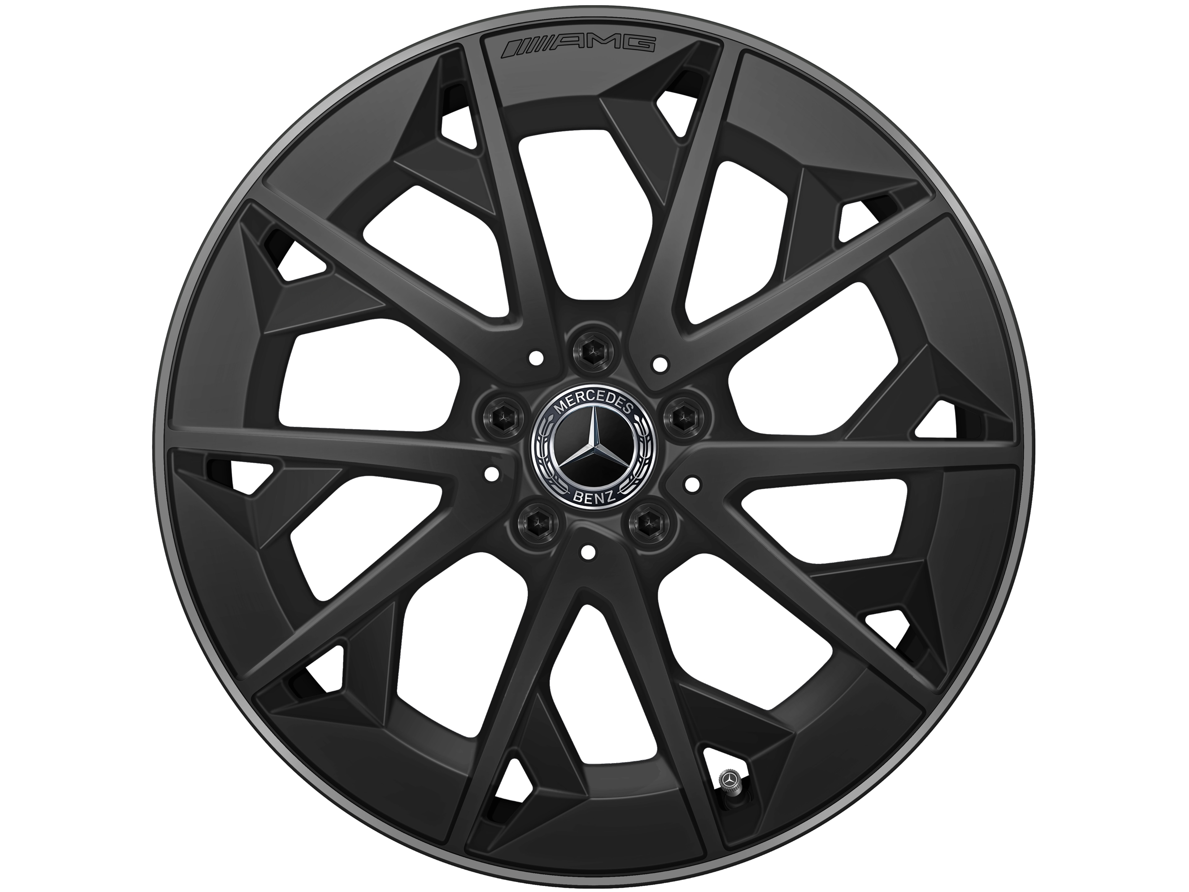 Llanta de aleación AMG, en diseño de radios cruzados, 48,3 cm (19 pulgadas) - 7,5 J x 19 ET 48,4, negro mate / Techgold mate