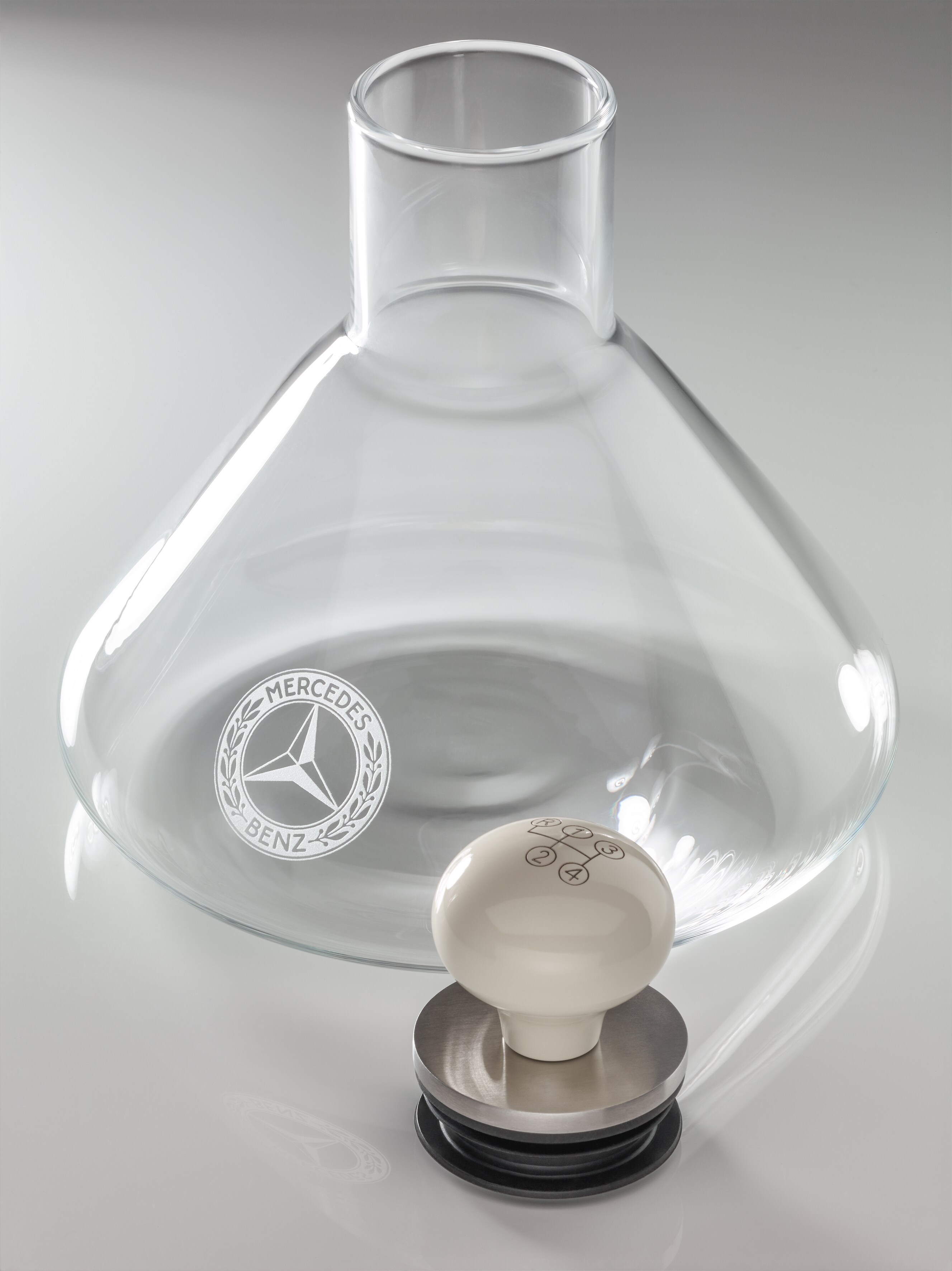 Garrafa para decantar - transparente / marfil / plata, Cristal / Acero inoxidable / Madera