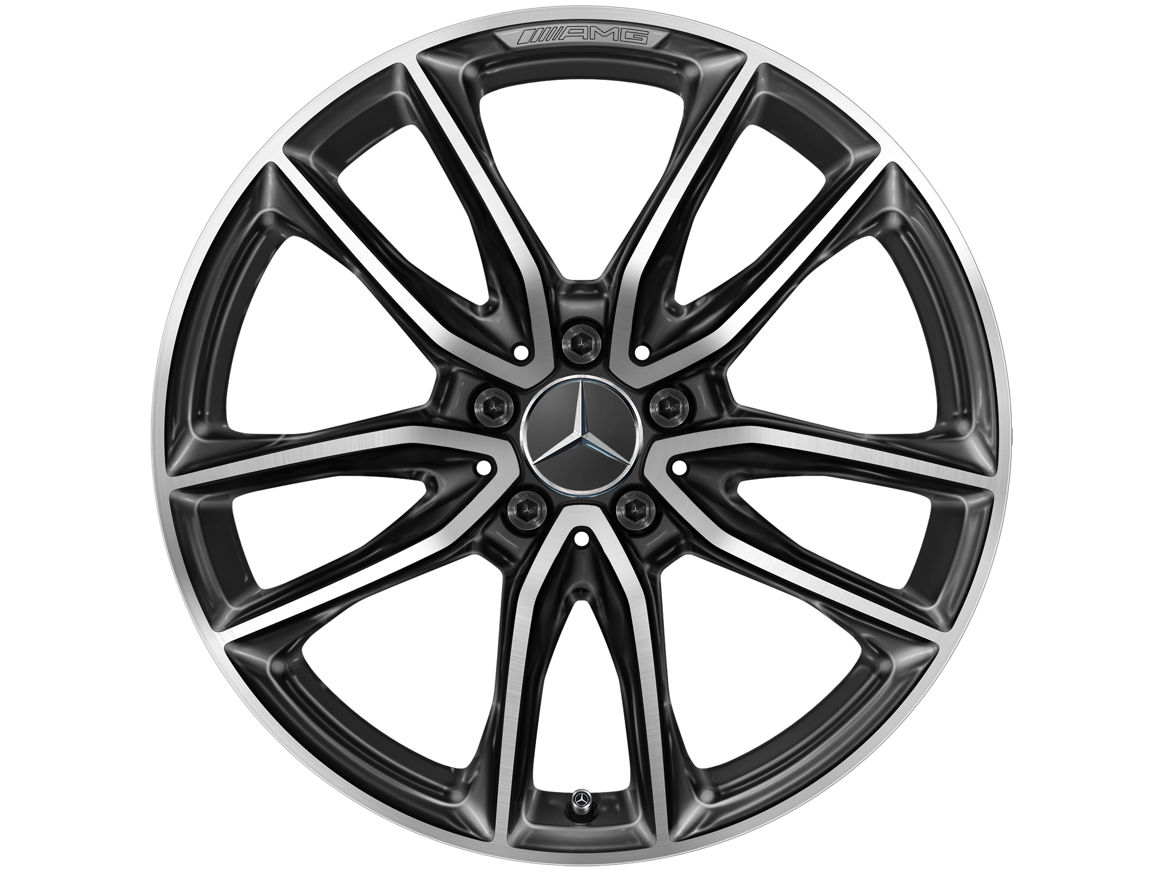 Llanta de 5 radios dobles AMG, 48,3 cm (19 pulgadas) - 7,5 J x 19 ET 49, negro, pulido a alto brillo
