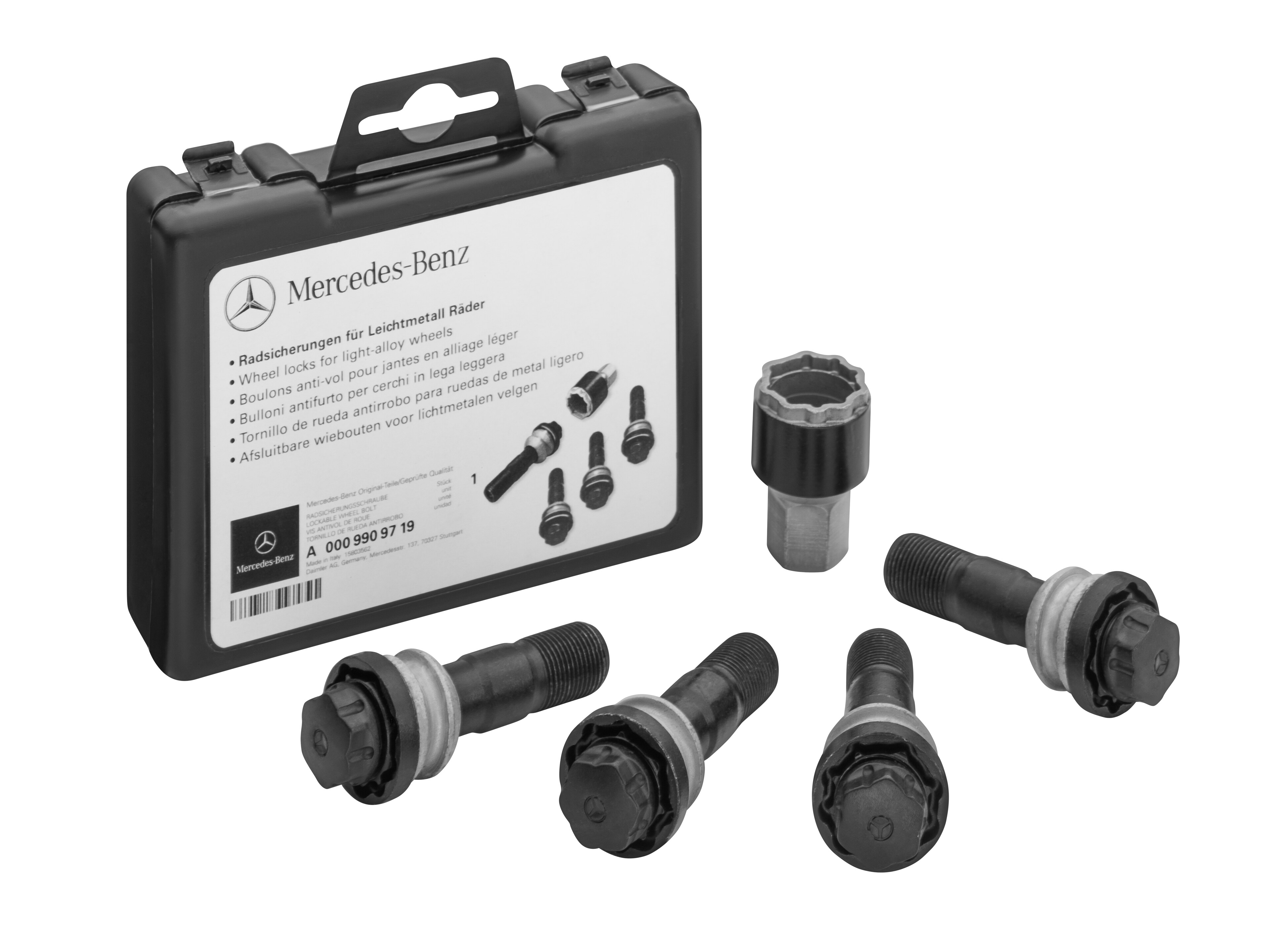 Juego de tornillos de rueda antirrobo, M15 x 1,25 x 44 - negro
