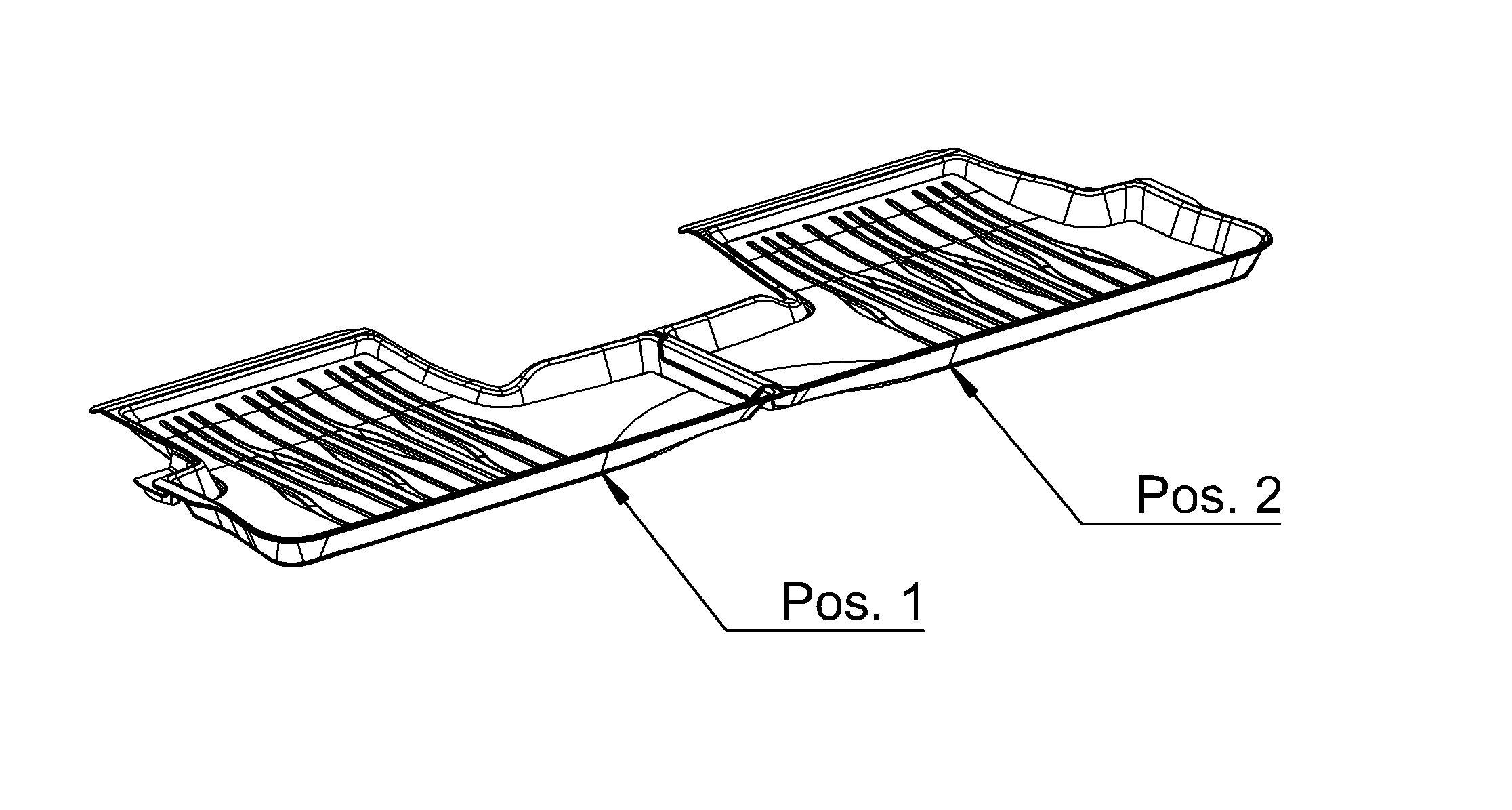 Alfombrillas impermeables Dynamic Lines, Parte trasera, 2 piezas - Dirección a la izquierda/derecha, negro