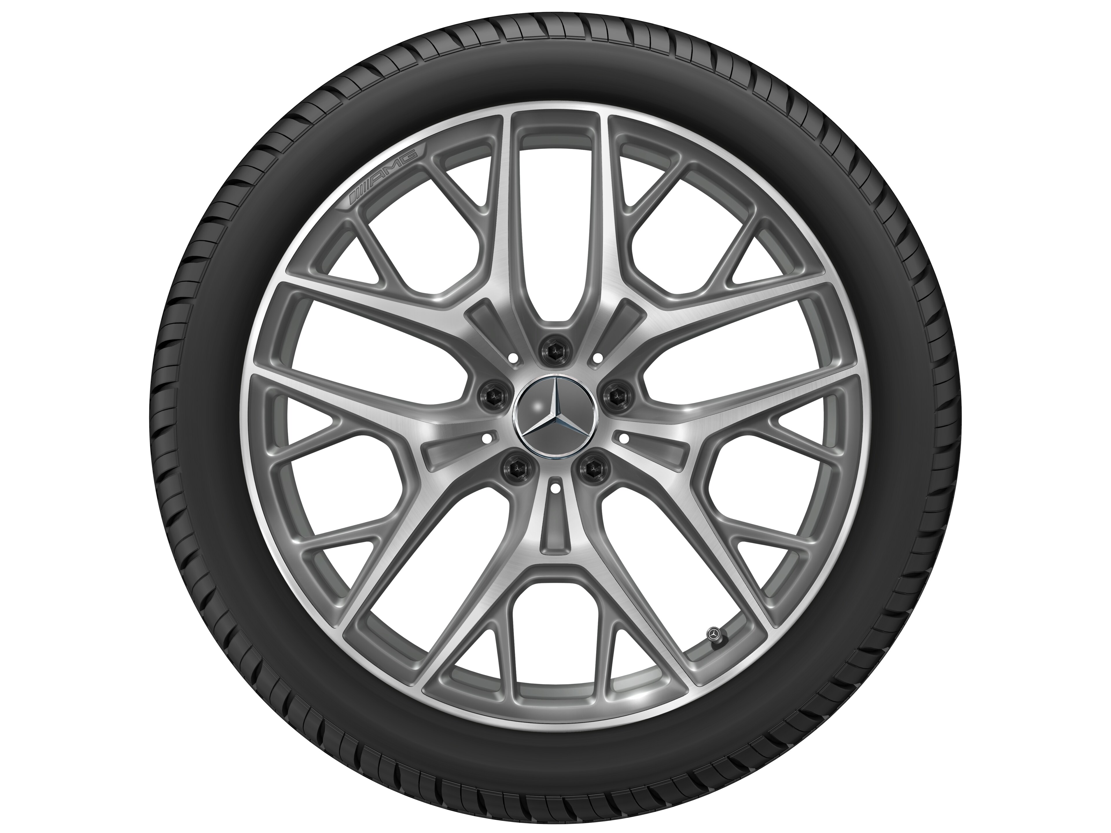 Llanta de aleación AMG, en diseño de radios cruzados, 50,8 cm (20 pulgadas) - 9 J x 20 ET 34, gris Himalaya, pulido a alto brillo