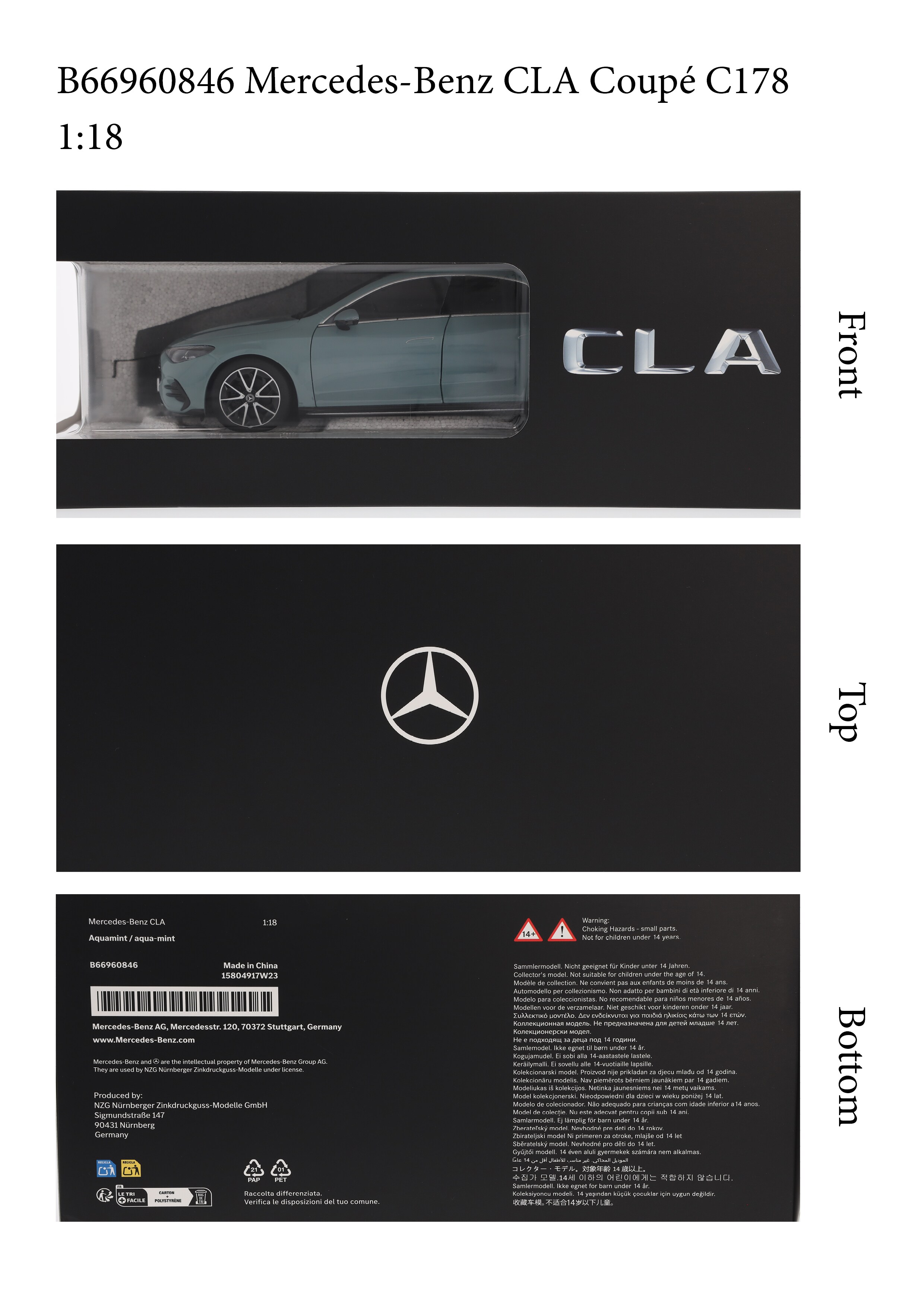 CLA Coupé, C178 - Verde agua, NZG, 1:18