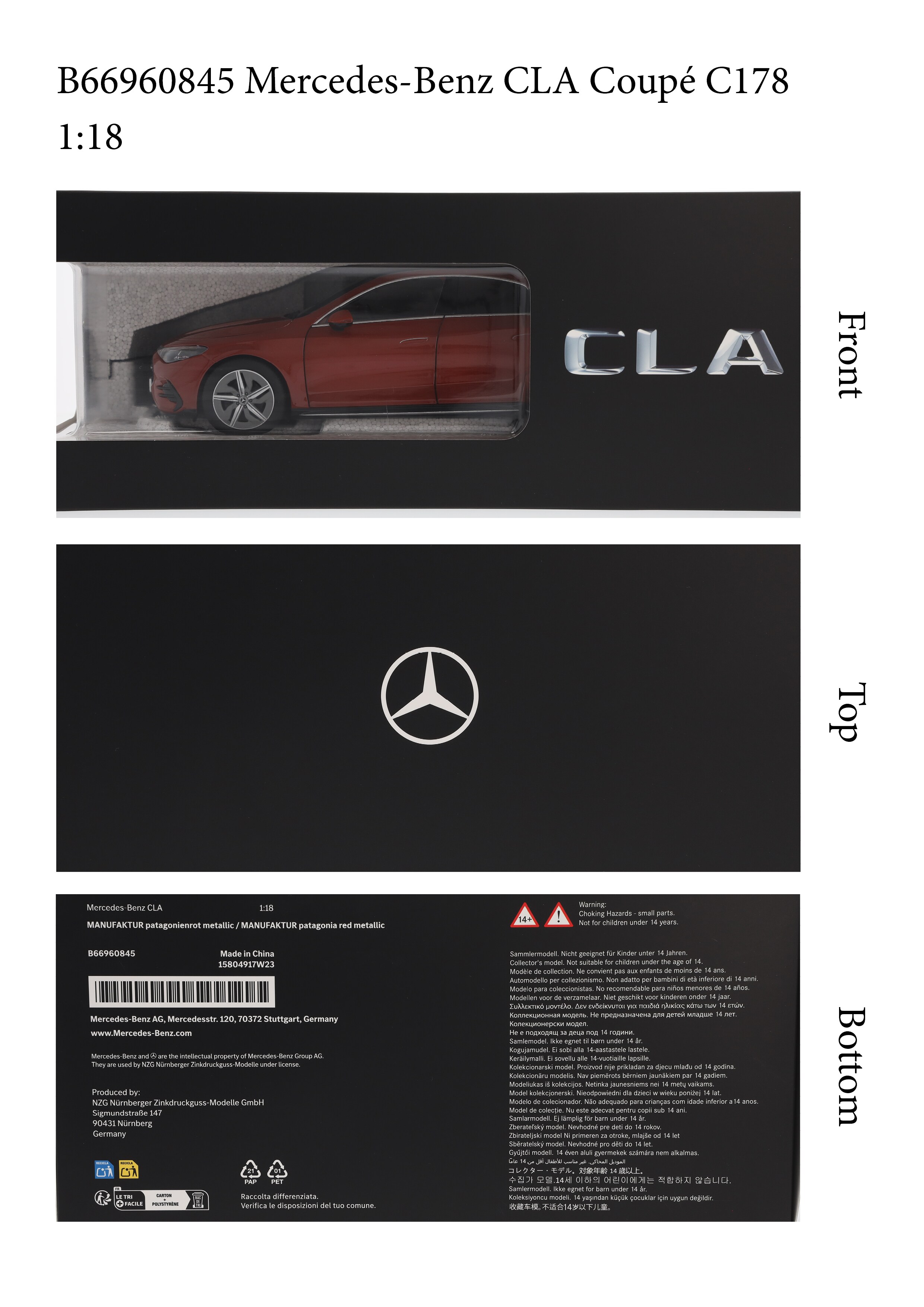 CLA Coupé, C178 - MANUFAKTUR rojo Patagonia metalizado, NZG, 1:18