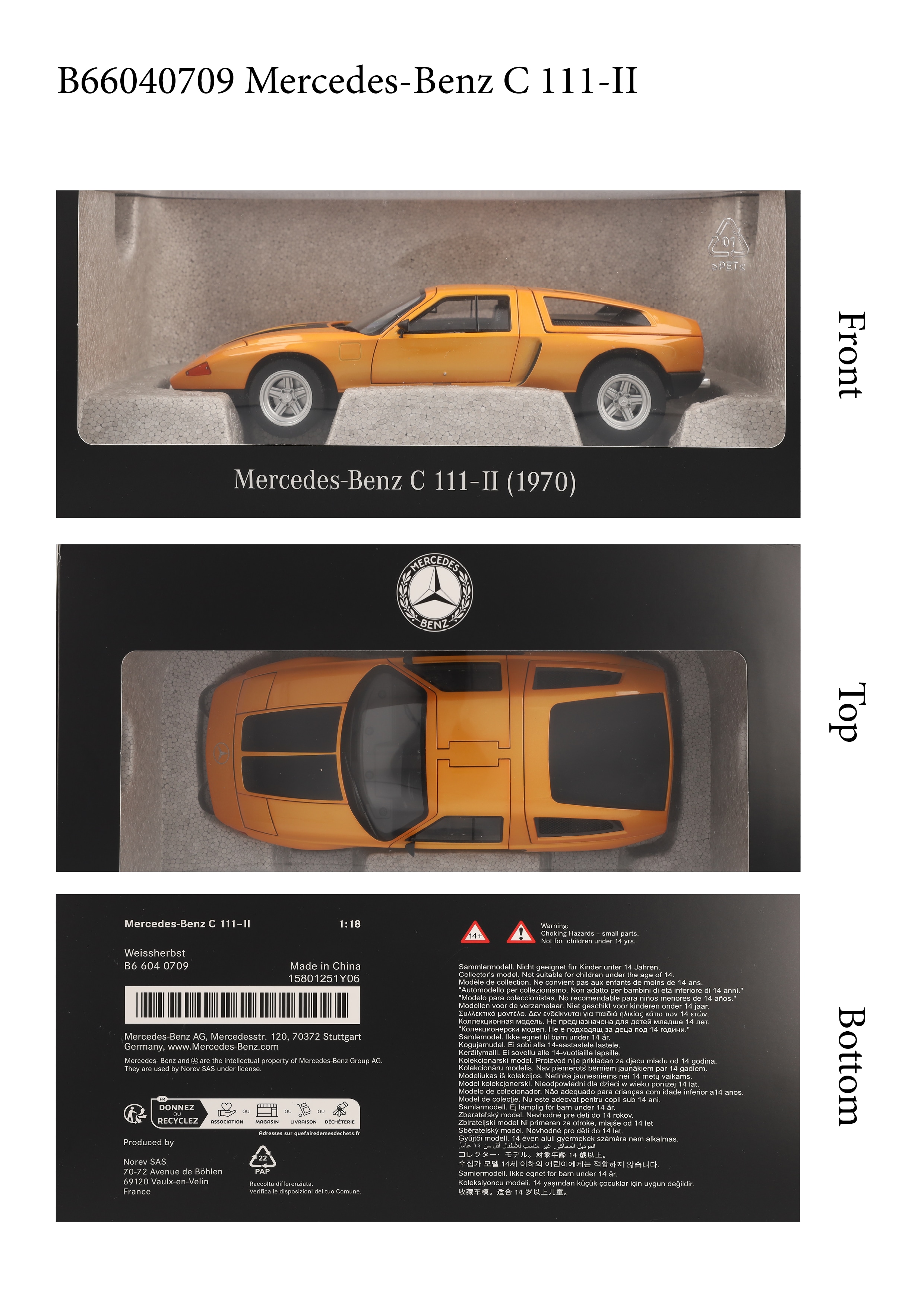 Vehículo experimental C 111 / II (1970) - Rosado, Norev, 1:18