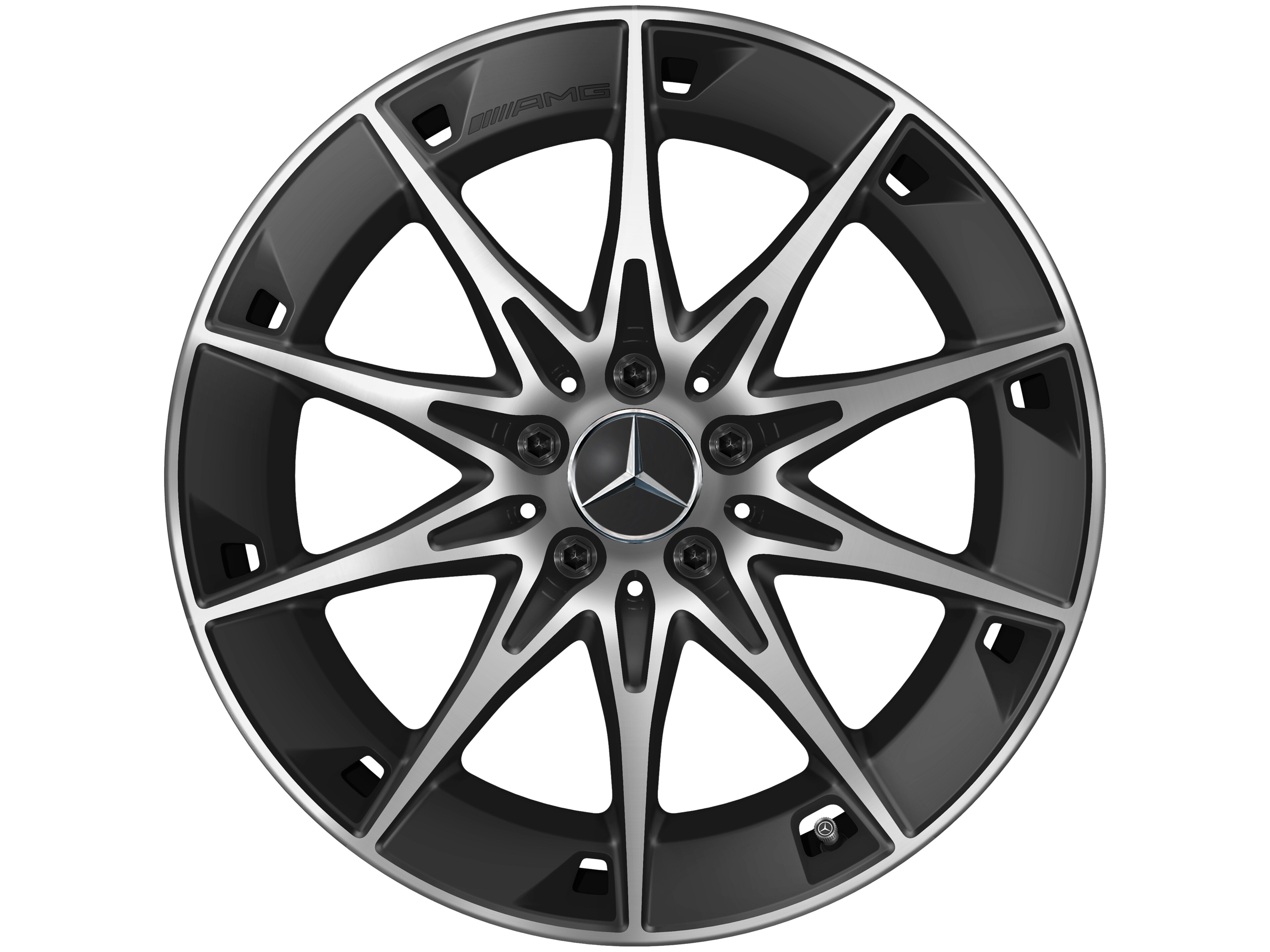 Llanta AMG de 10 radios, 48,3 cm (19 pulgadas) - 9,5 J x 19 ET 19, negro mate, pulido a alto brillo