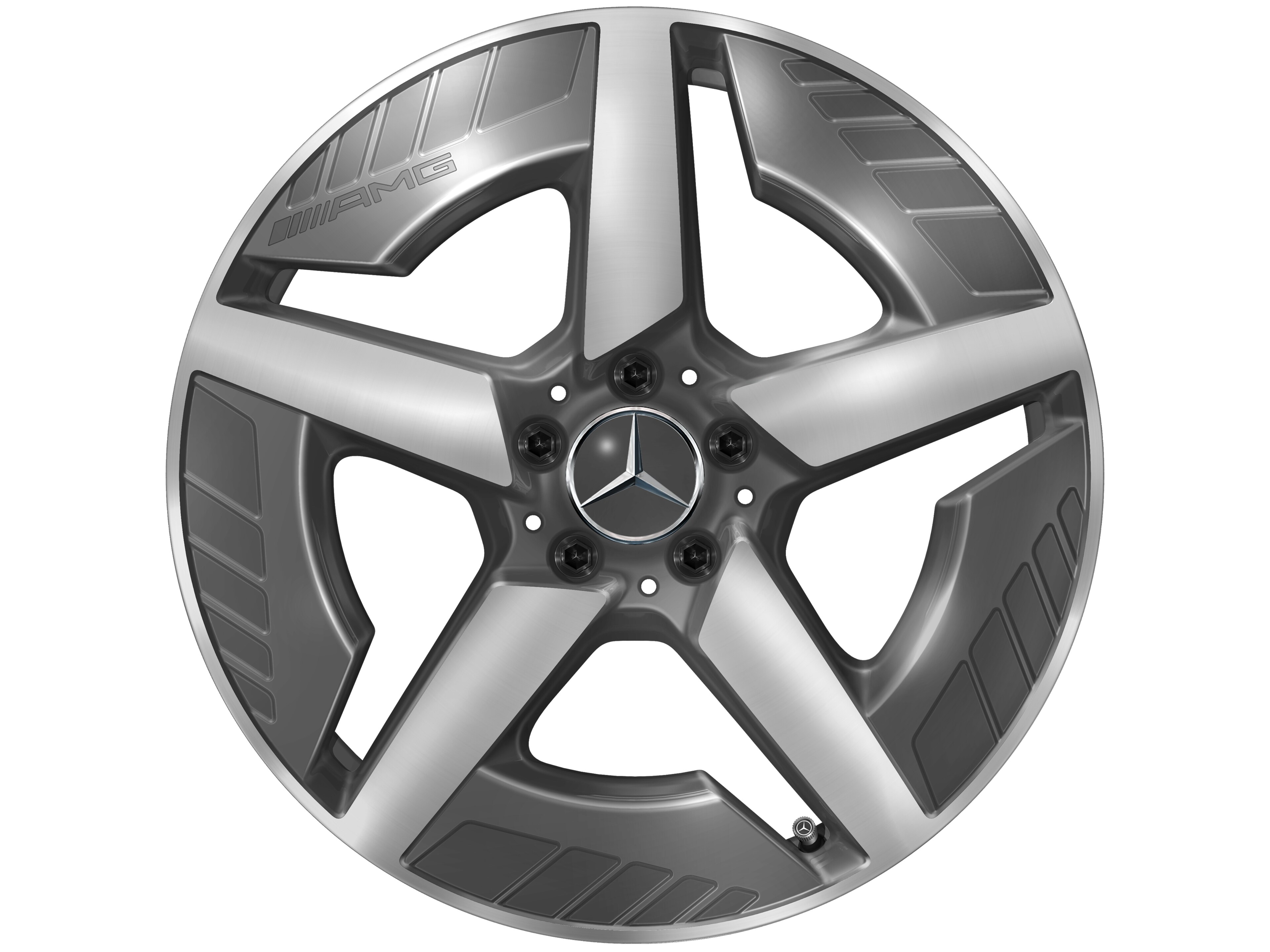 Llanta de aleación AMG, En diseño de 5 radios, 48,3 cm (19 pulgadas), diamantada brillante - 9 J x 19 ET 58,7, gris tántalo, pulido a alto brillo
