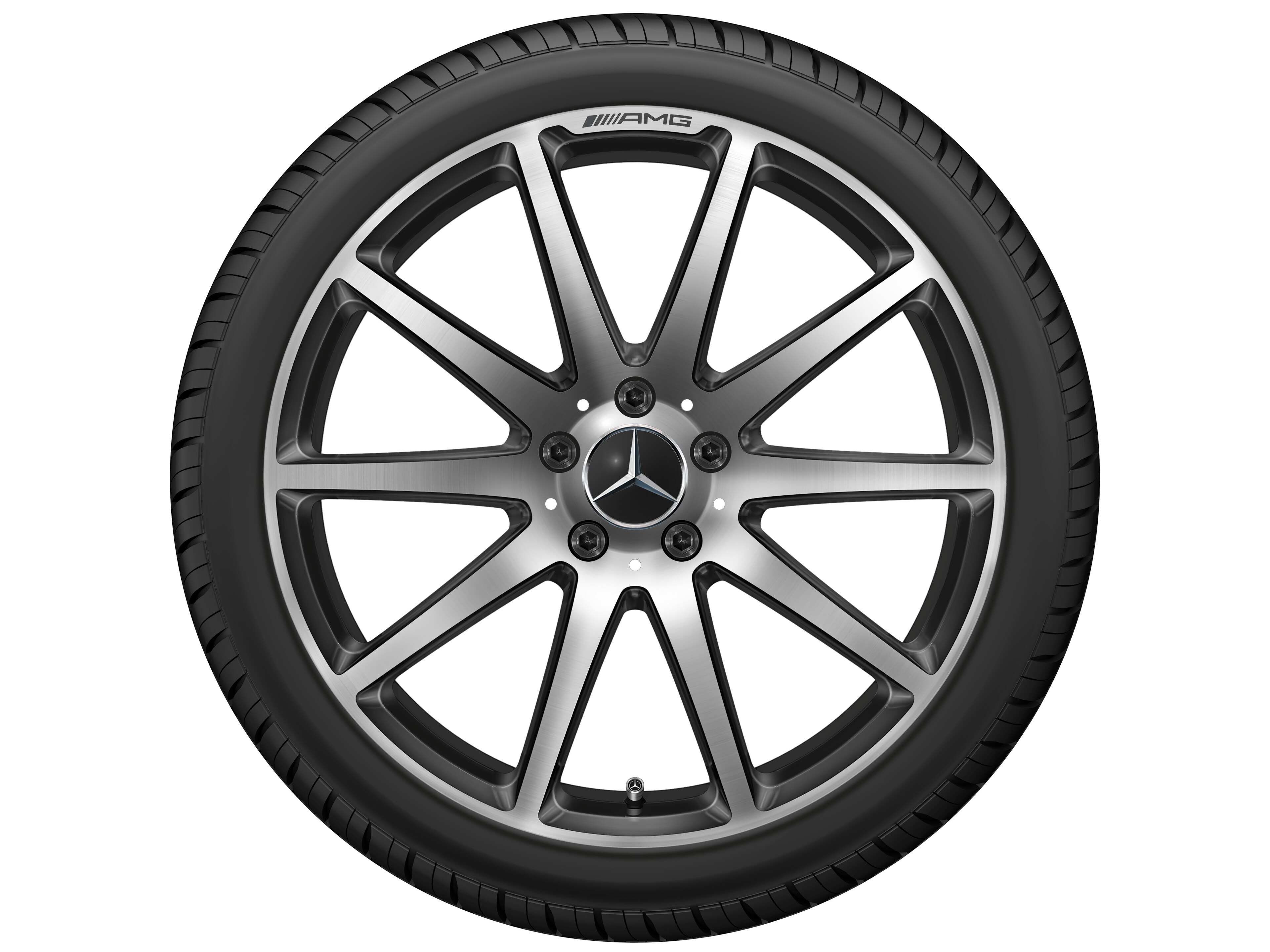 Llanta forjada AMG en diseño de 10 radios, 48,3 cm (19 pulgadas) - 9 J x 19 ET 27, negro, pulido