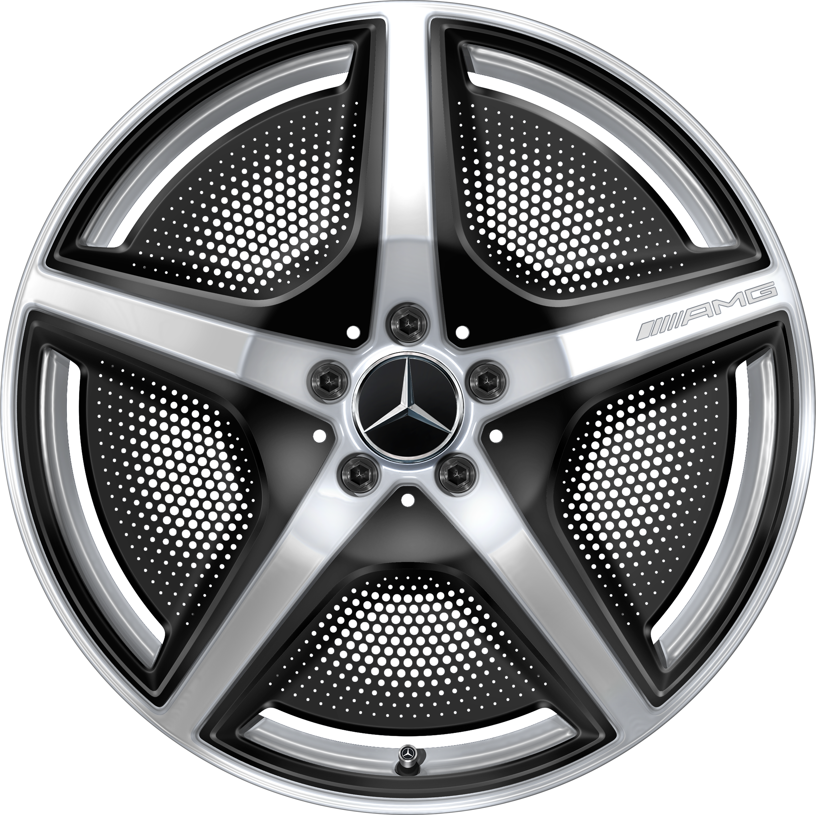 Llanta AMG de 5 radios, 50,8 cm (20 pulgadas) - 9 J x 20 ET 50, plata vanadio, de alto brillo