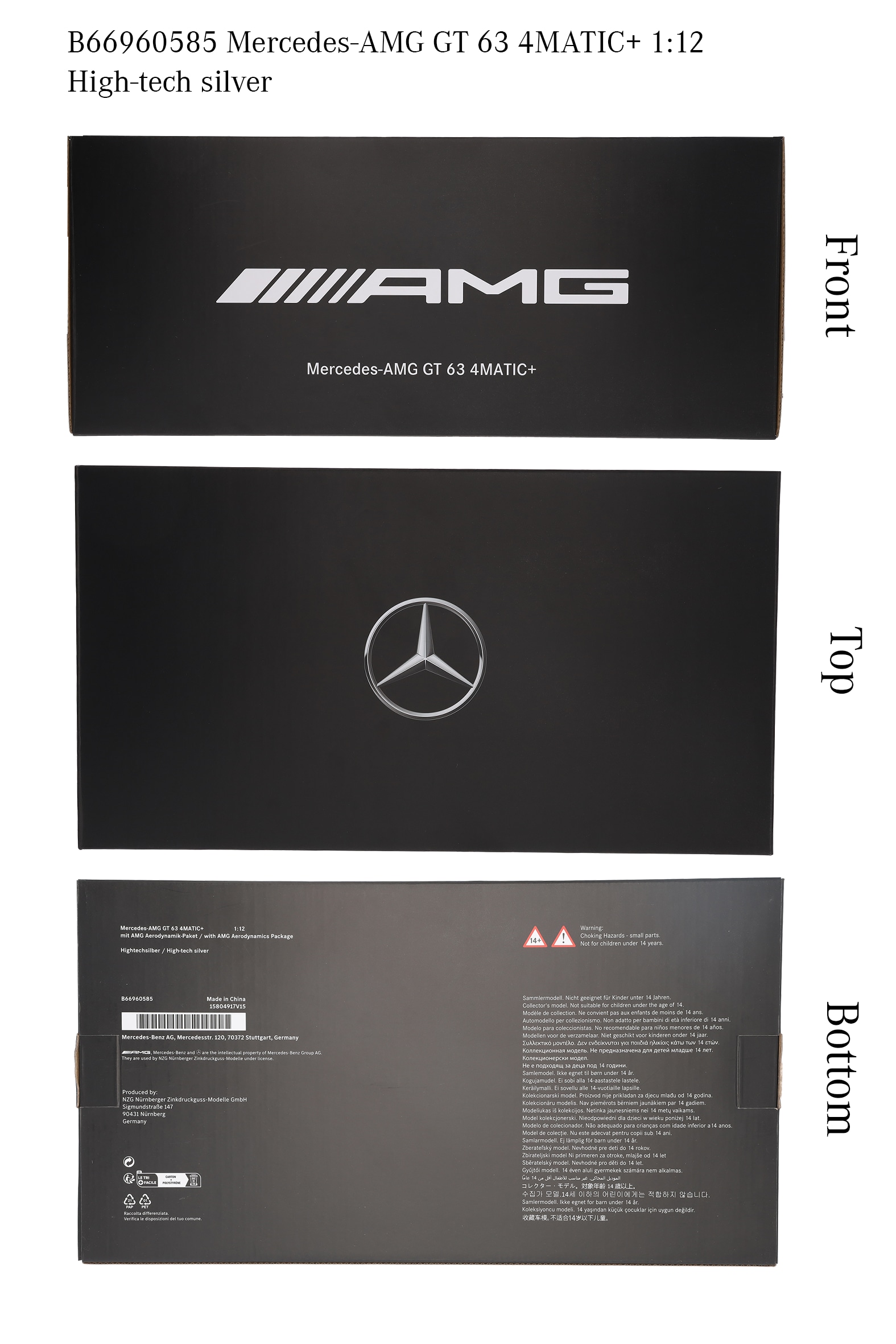 Mercedes-AMG GT 63 4MATIC+ - plata hightech, NZG, 1:12