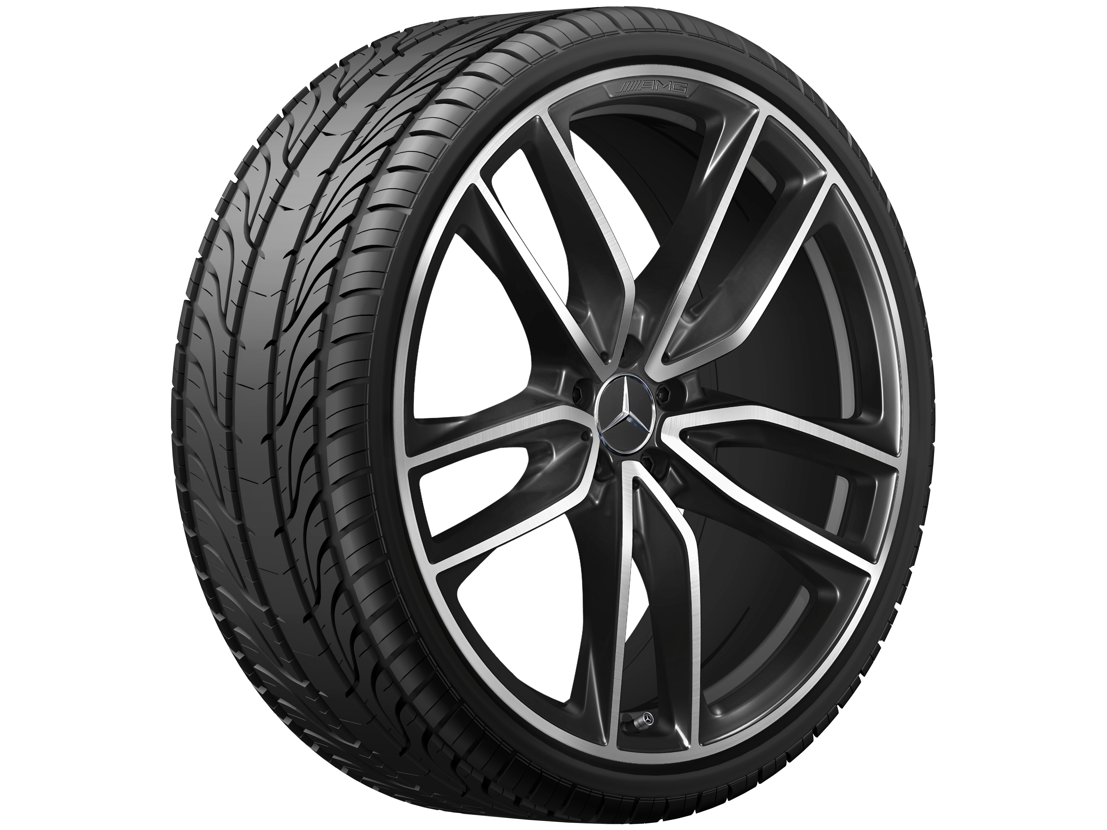 Llanta de 5 radios dobles AMG, 58,4 cm (23 pulgadas) - 11,5 J x 23 ET 47, negro, pulido a alto brillo