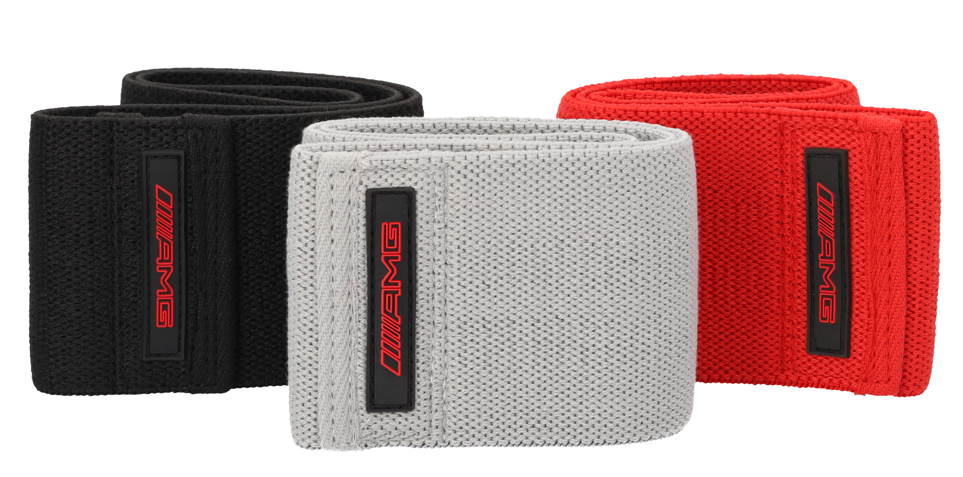 Cintas de fitness AMG, Juego de 3 unidades - negro / rojo / gris, Poliéster / Látex