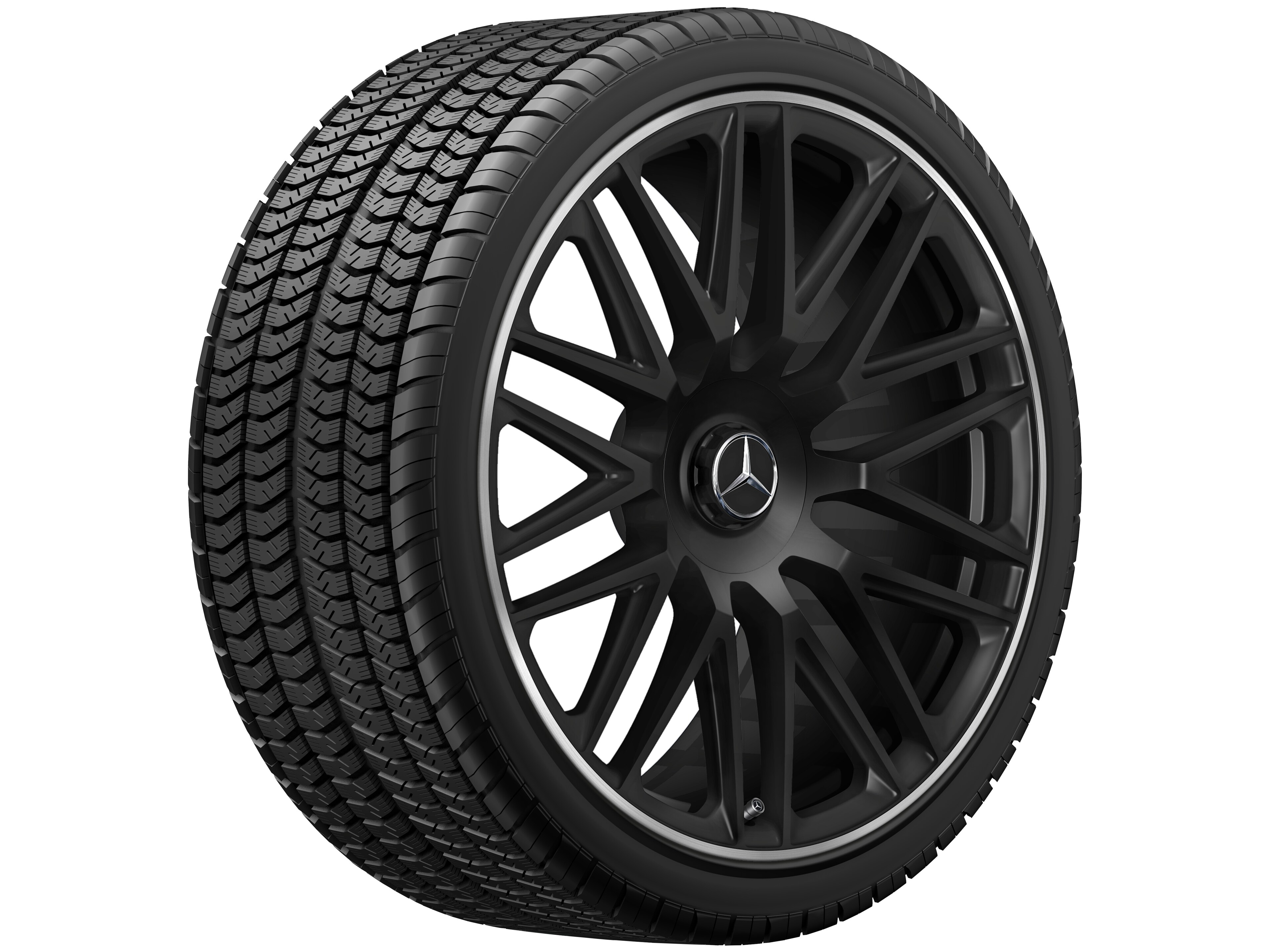 Llanta forjada AMG en diseño de 10 radios, 53,3 cm (21 pulgadas) - 10,5 J x 21 ET 50, negro mate, Pestaña de la llanta pulida a alto brillo
