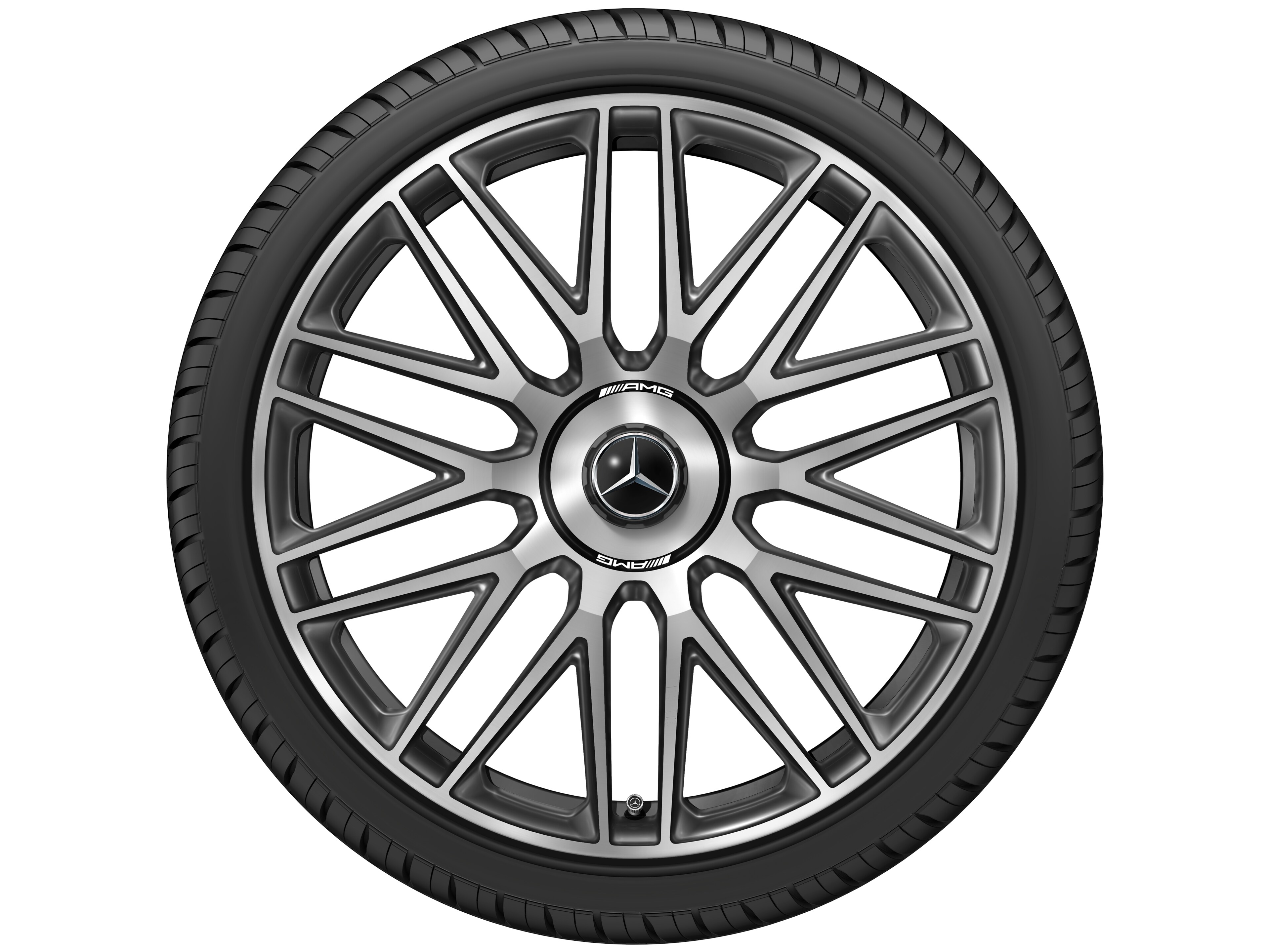 Llanta forjada AMG en diseño de 10 radios, 53,3 cm (21 pulgadas) - 9,5 J x 21 ET 33, negro / dark platin gloss