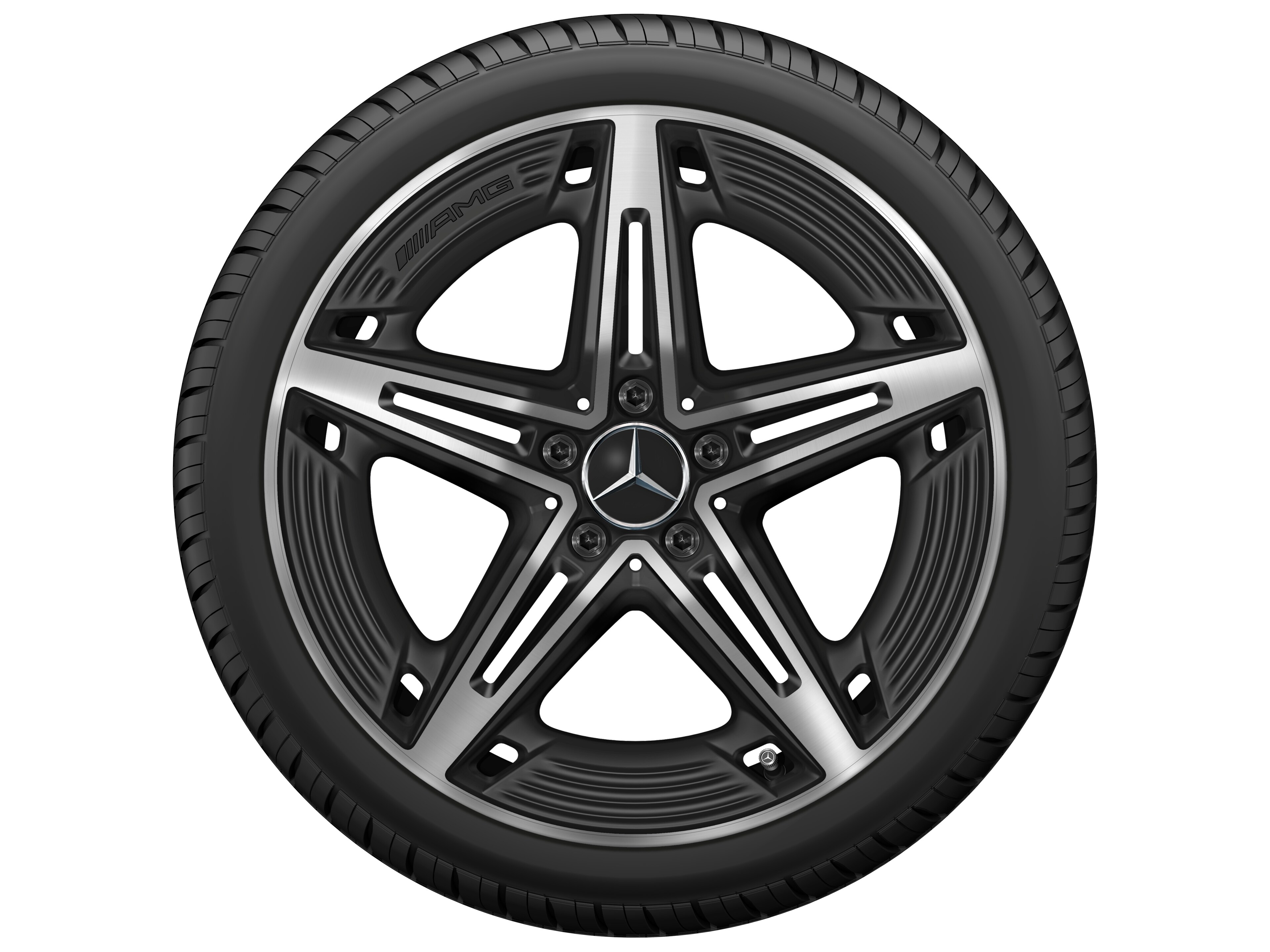 Llanta AMG de 5 radios, 48,3 cm (19 pulgadas) - 8,5 J x 19 ET 55,2, negro mate, pulido a alto brillo