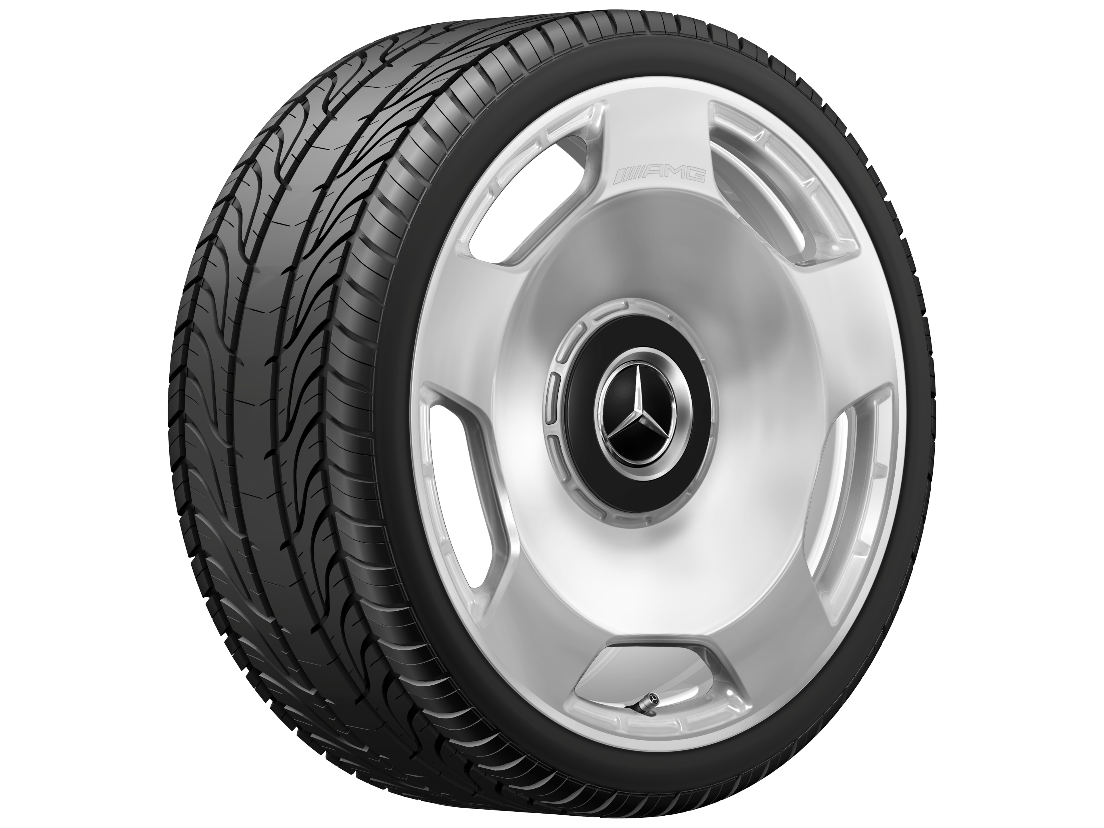 Llanta forjada AMG en diseño de 5 orificios, 53,3 cm (21 pulgadas) - 10 J x 21 ET 30, plata, pulido a alto brillo