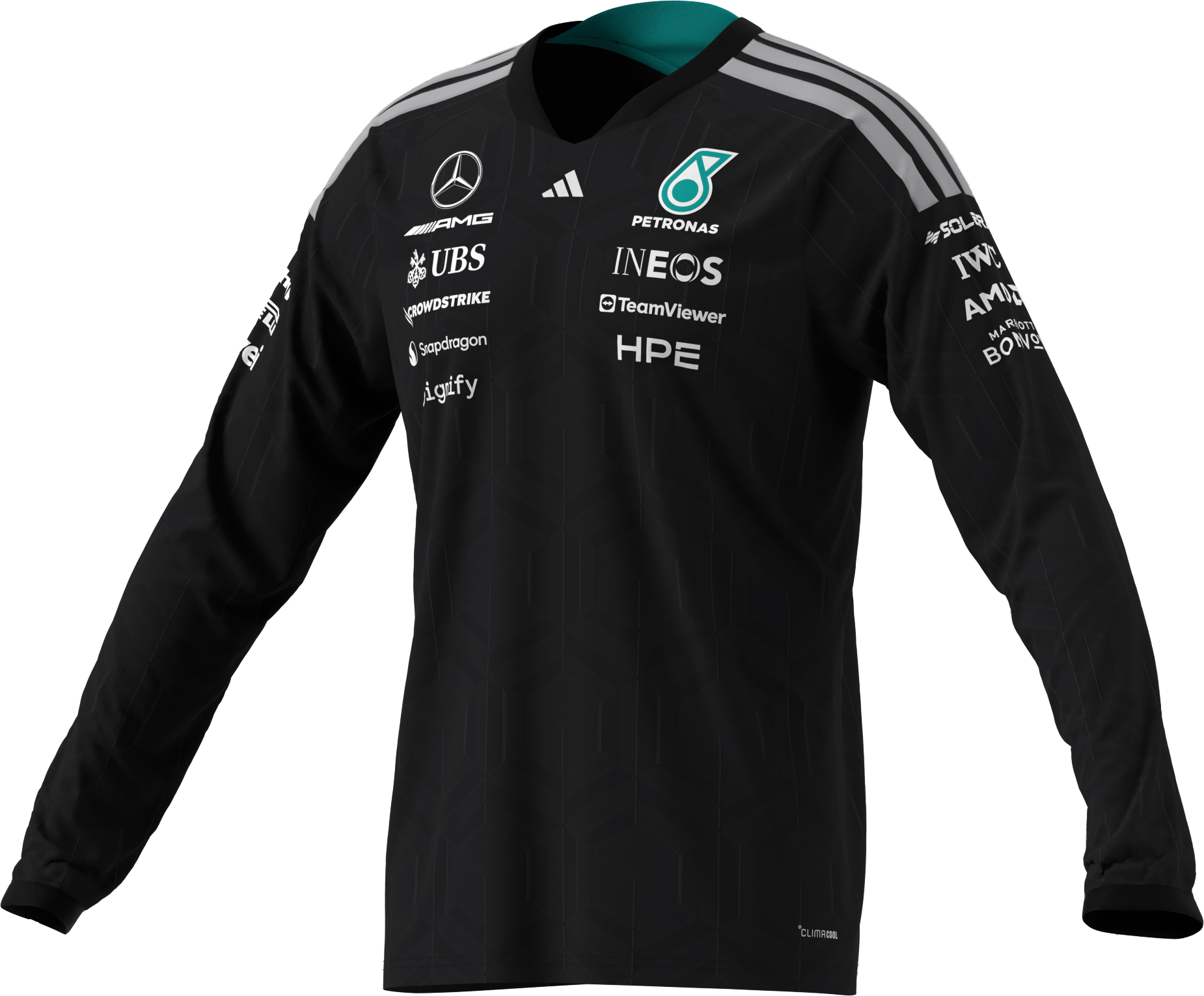 Camisetas de manga larga de caballero, Conductor, Mercedes-AMG F1 - negro, XS