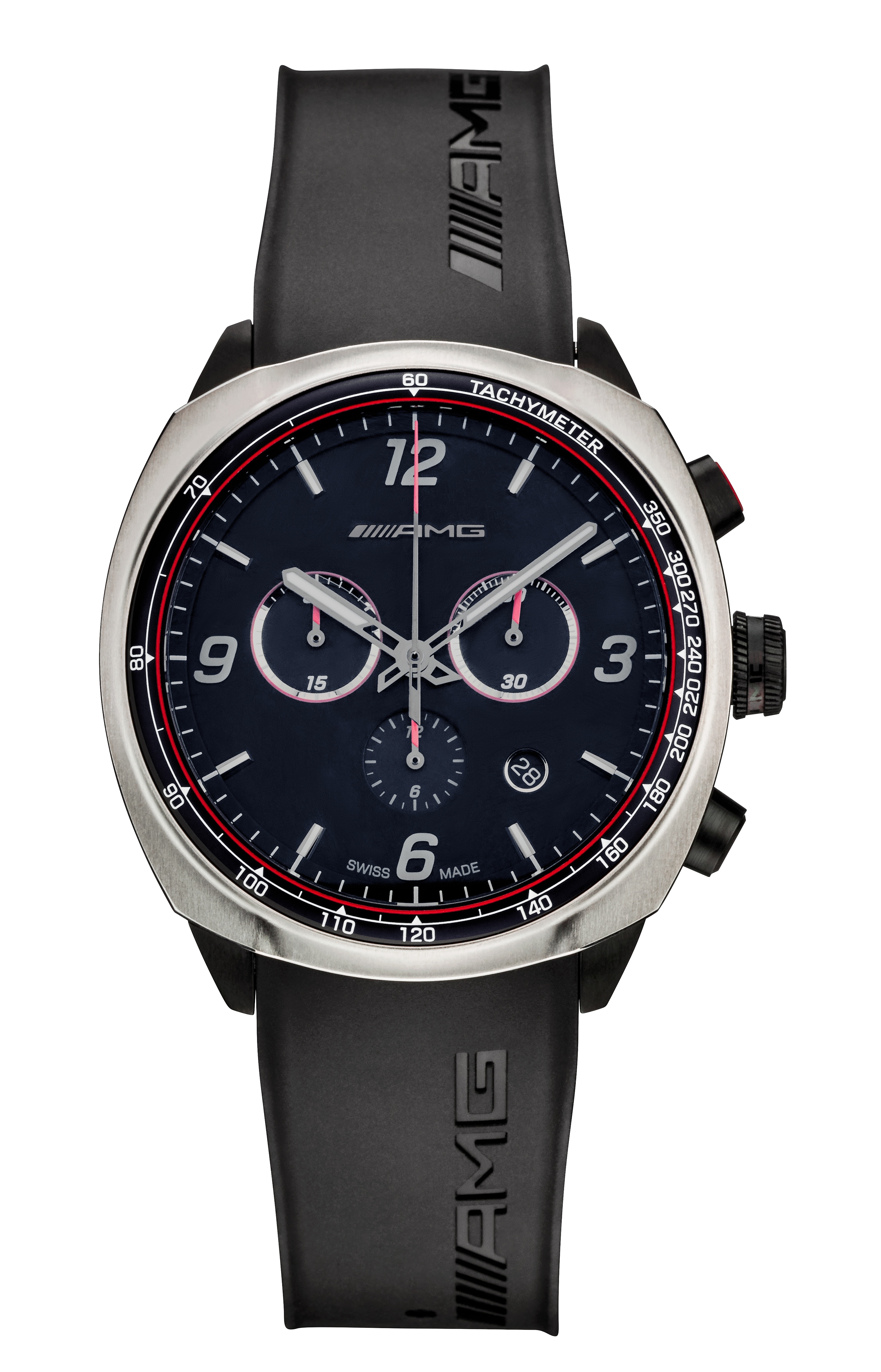 Reloj de pulsera, Caballeros, AMG, Essentials Chronograph - negro / antracita / rojo, Acero inoxidable / Titanio / Caucho