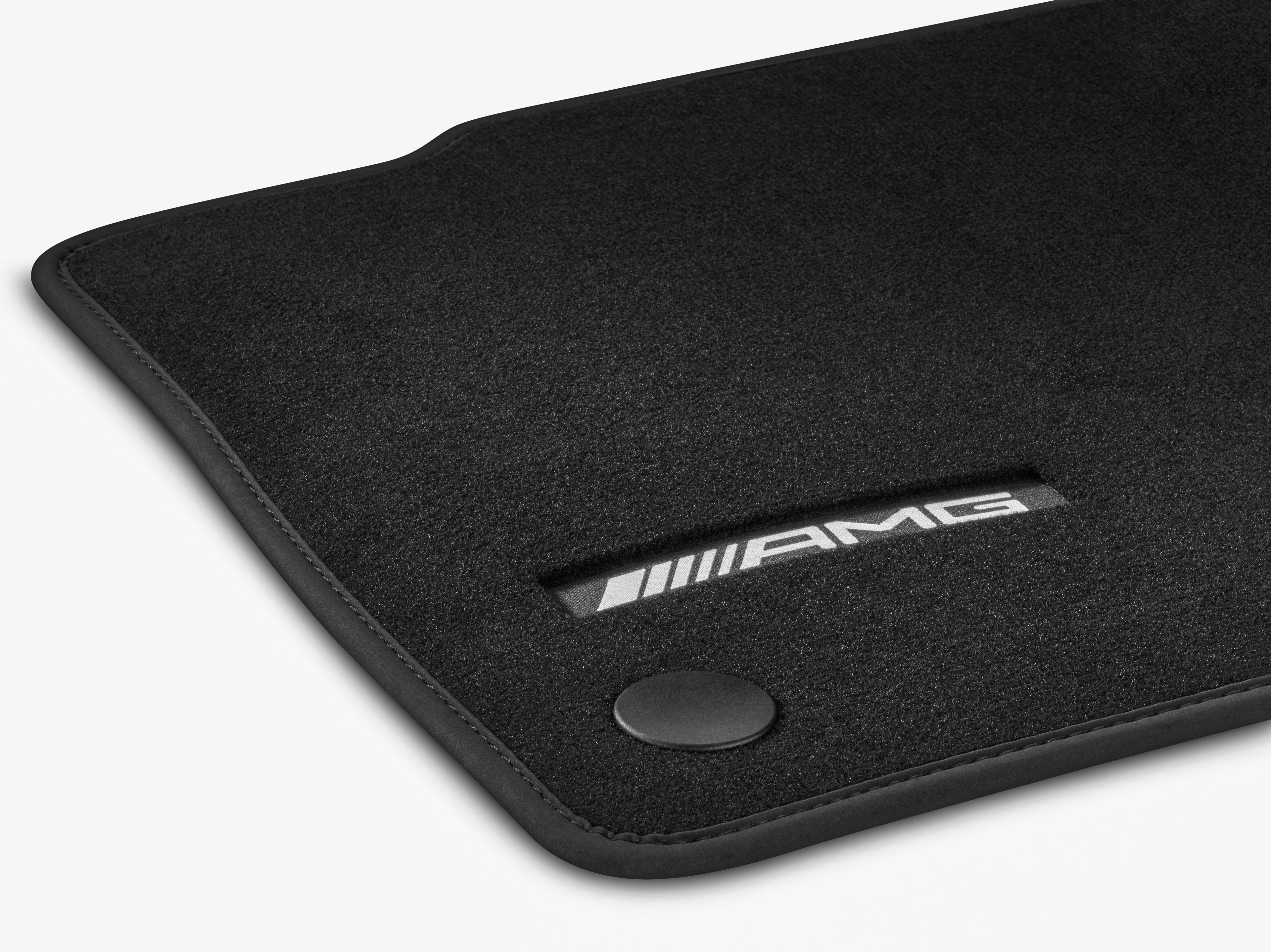 Alfombrillas AMG, Kit, 4 piezas - Dirección a la derecha, negro, Ribete negro