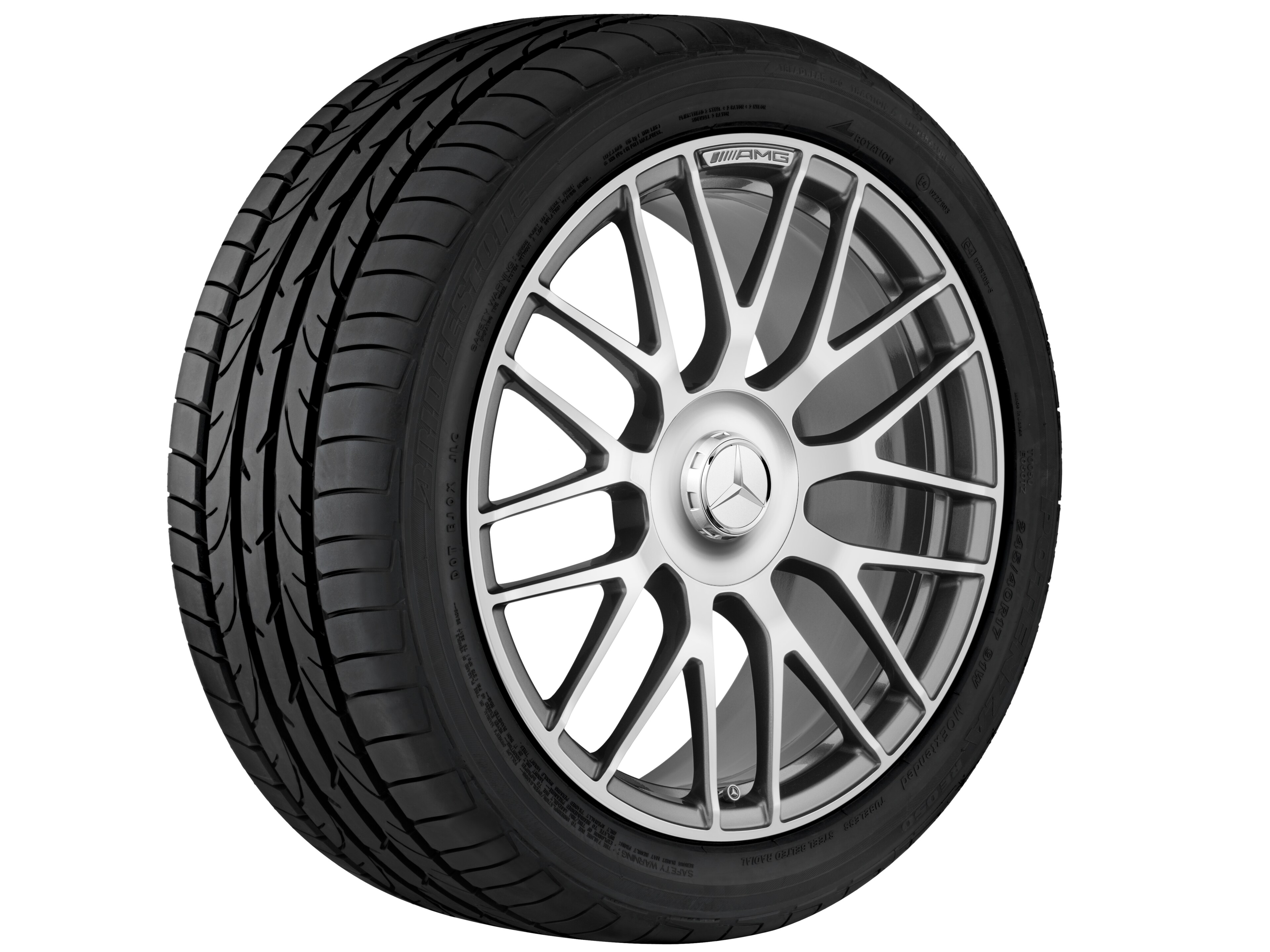 Llanta forjada AMG en diseño de radios cruzados, 50,8 cm (20 pulgadas) - 10,5 J x 20 ET 57, gris titanio, pulido a alto brillo